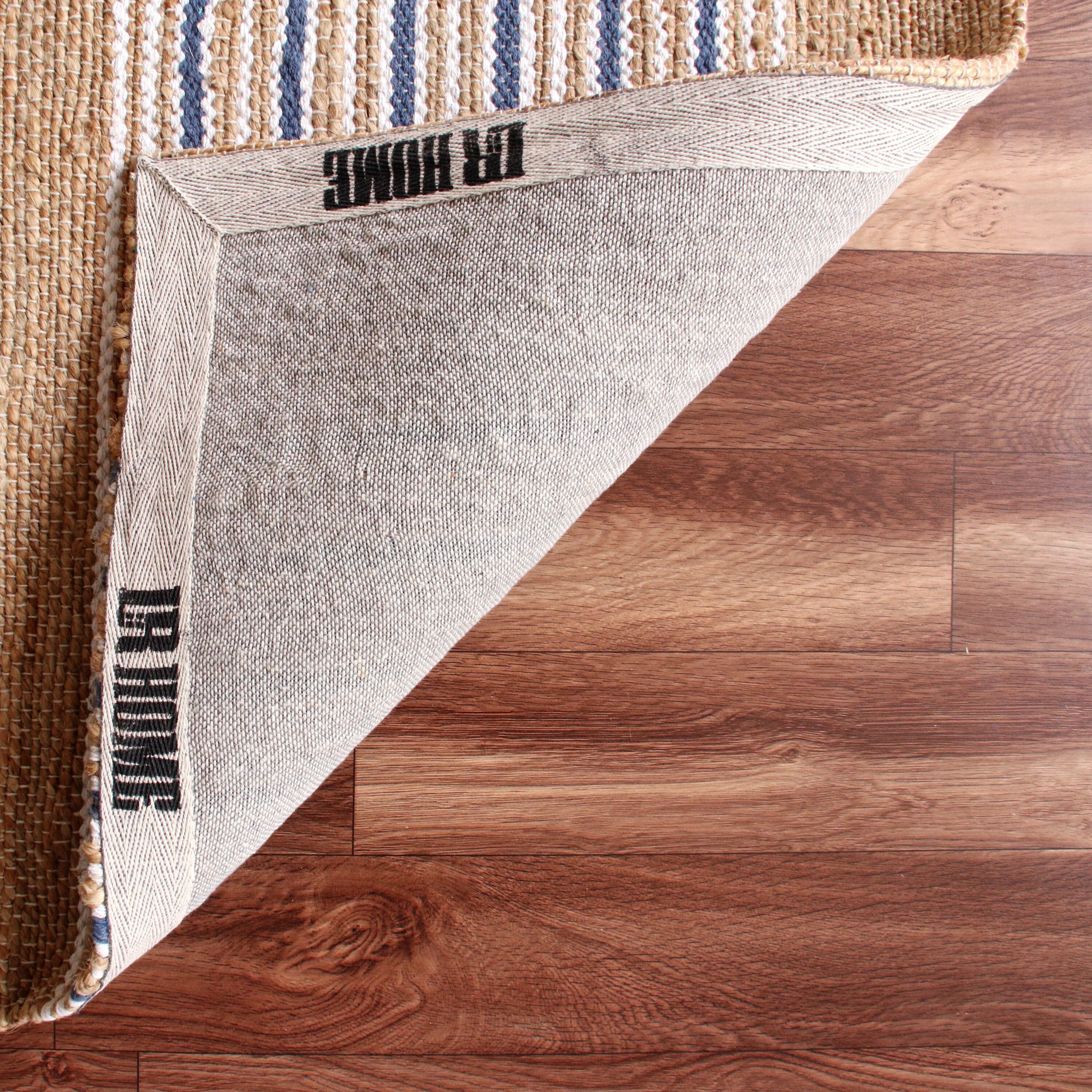 Coastal Stripe Hand-Woven Cotton Area Rug, 5' x 7', Blue