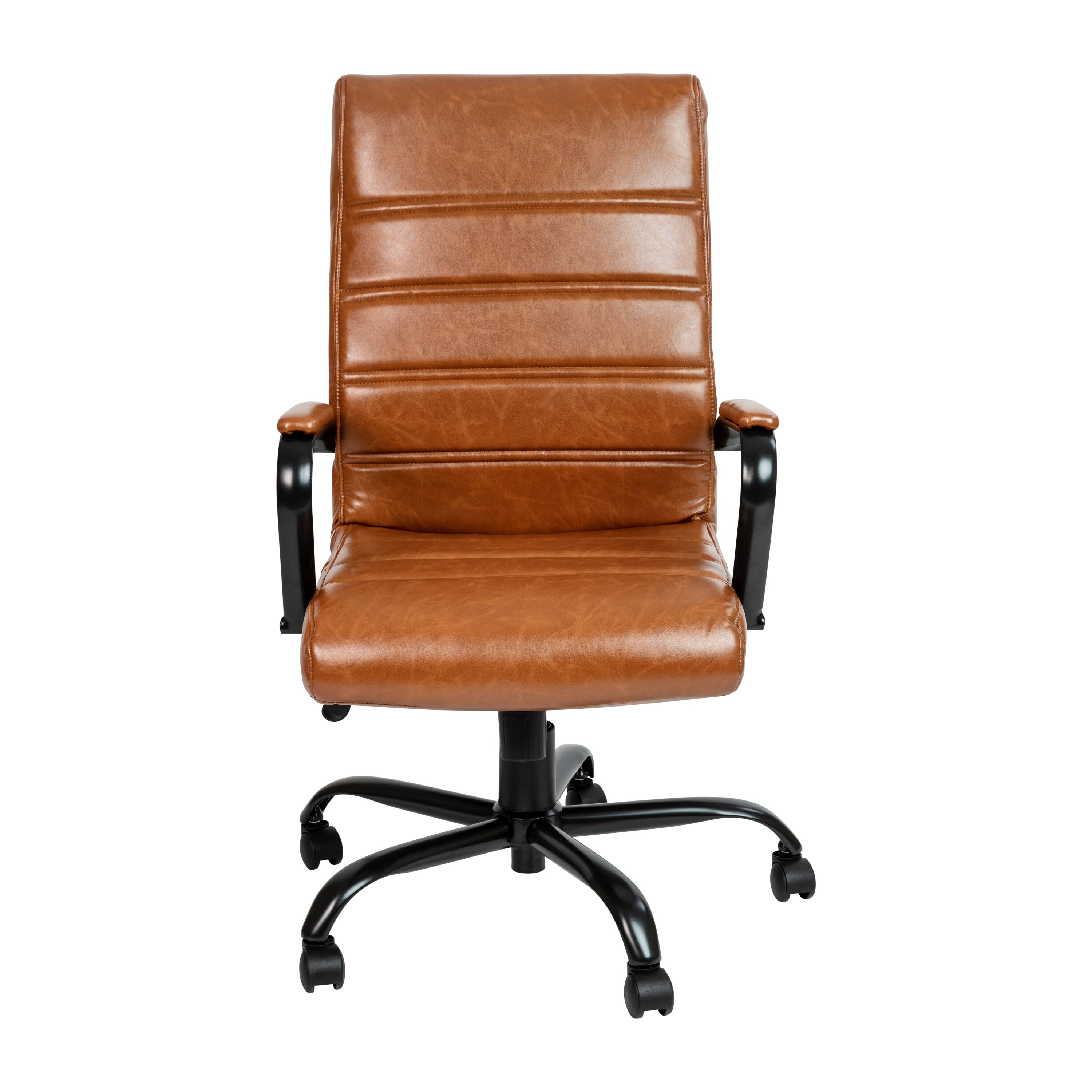 Brown LeatherSoft High-Back Executive Swivel Office Chair with Metal Frame
