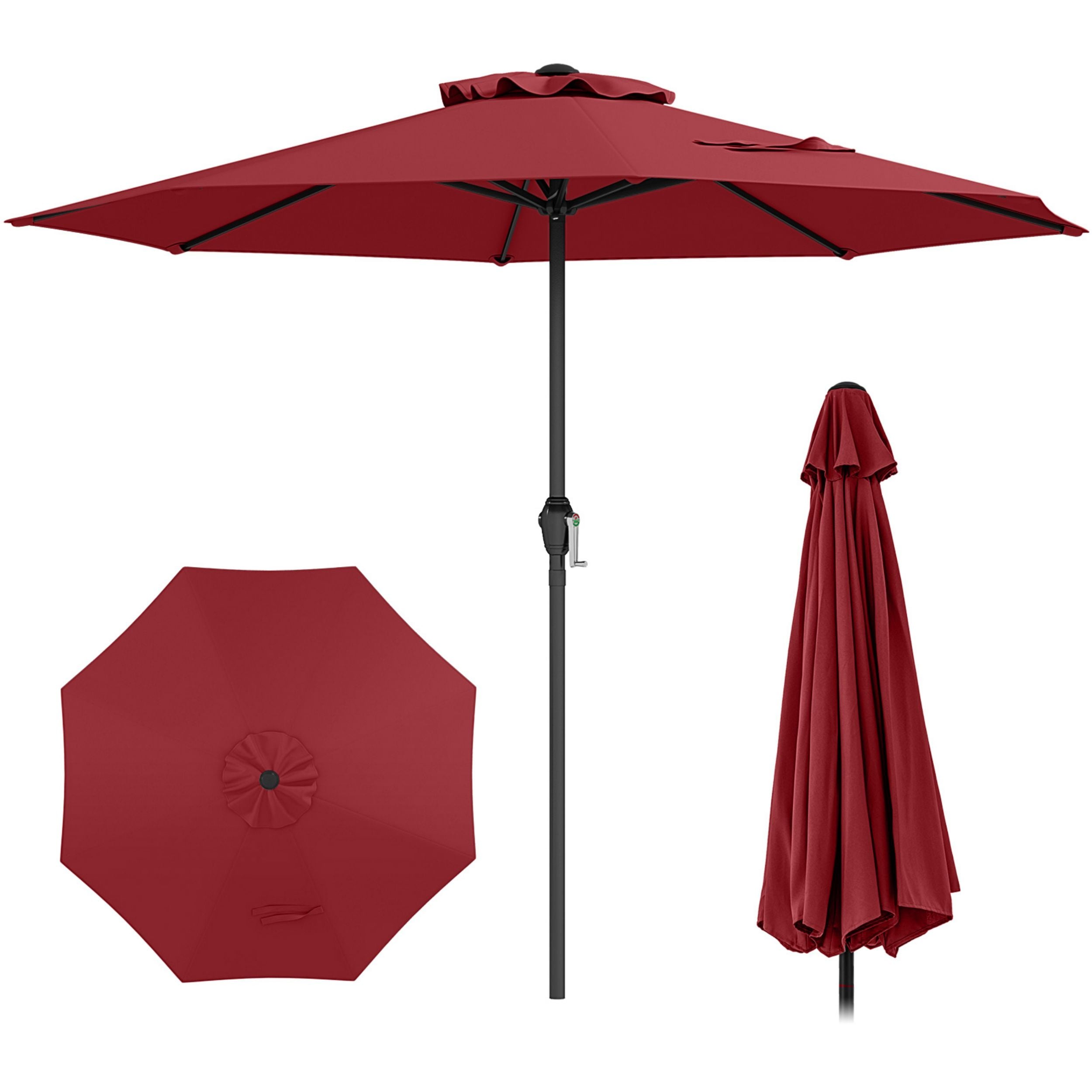 WELLFOR DOZN70932WH 8.5-ft Steel Red No-tilt Market Patio Umbrella