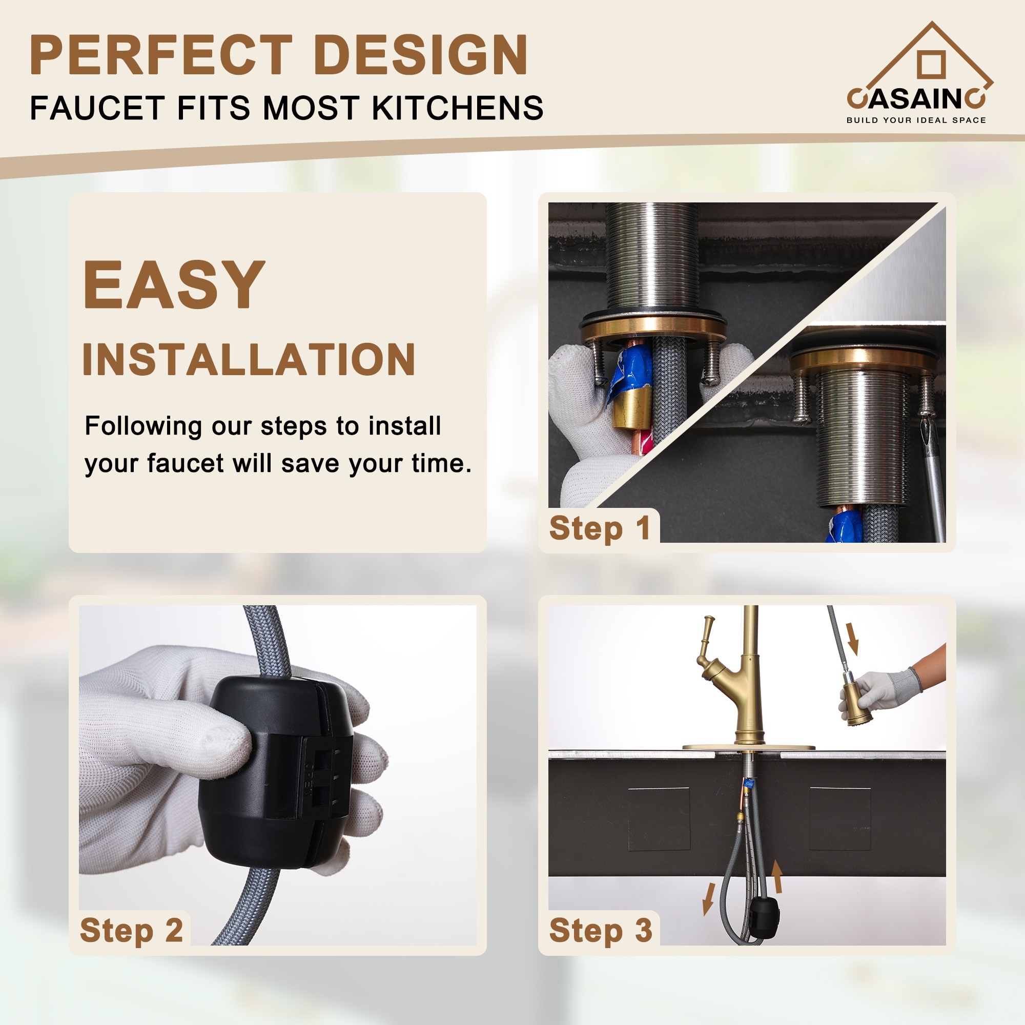 CASAINC CA-D4185-BG Kitchen-Faucets - View #7