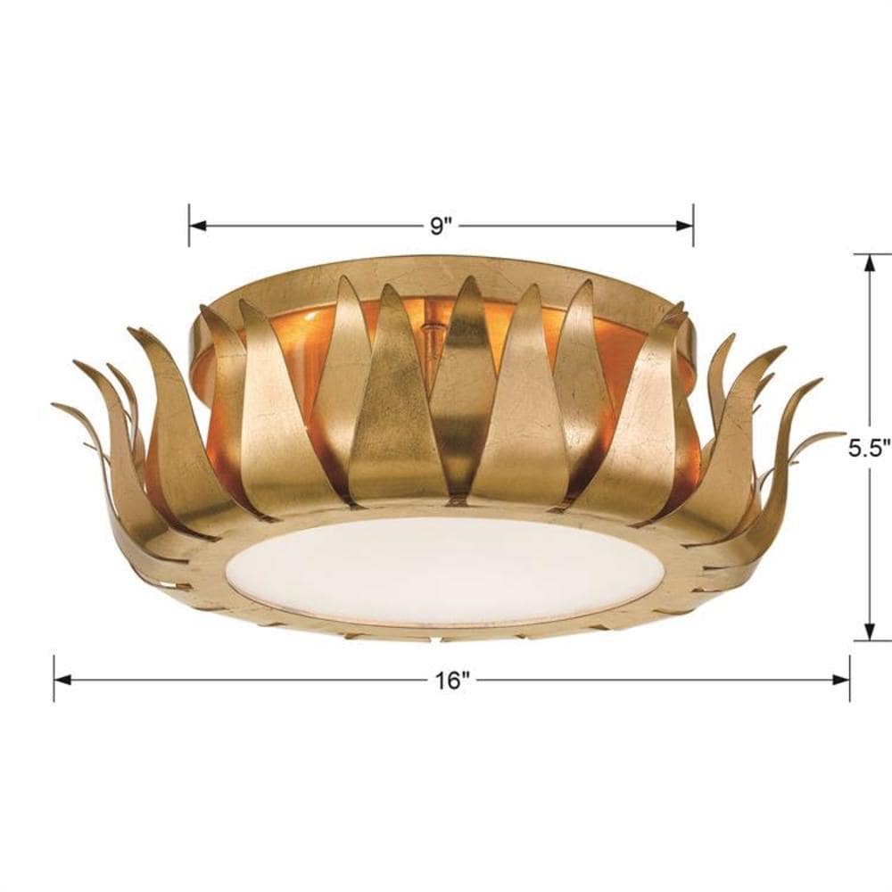 Antique Gold 3-Light Glass Flush Mount Ceiling Lamp