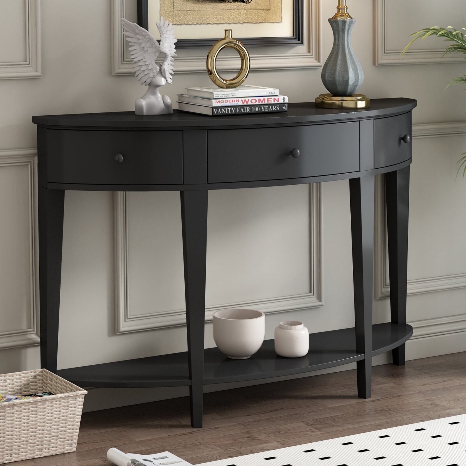 CHITA Modern Engineered Wood Console Table with 3 Drawers 1 Shelf ...
