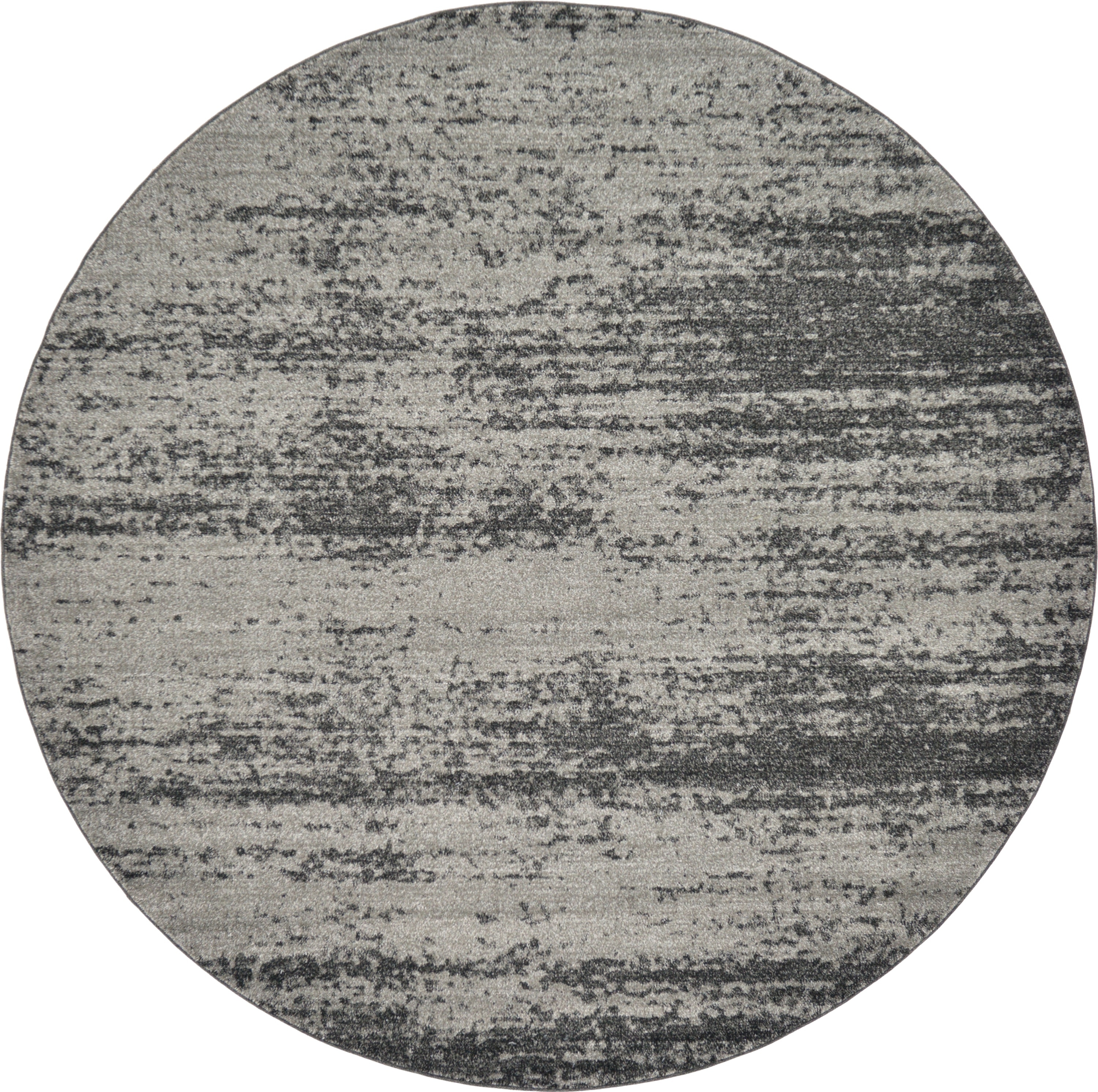Unique Loom 3123764 Lucille Del Mar 8 x 8 (ft) Loomed Polypropylene Dark Gray/Light Gray Round Indoor Distressed/Overdyed Area rug