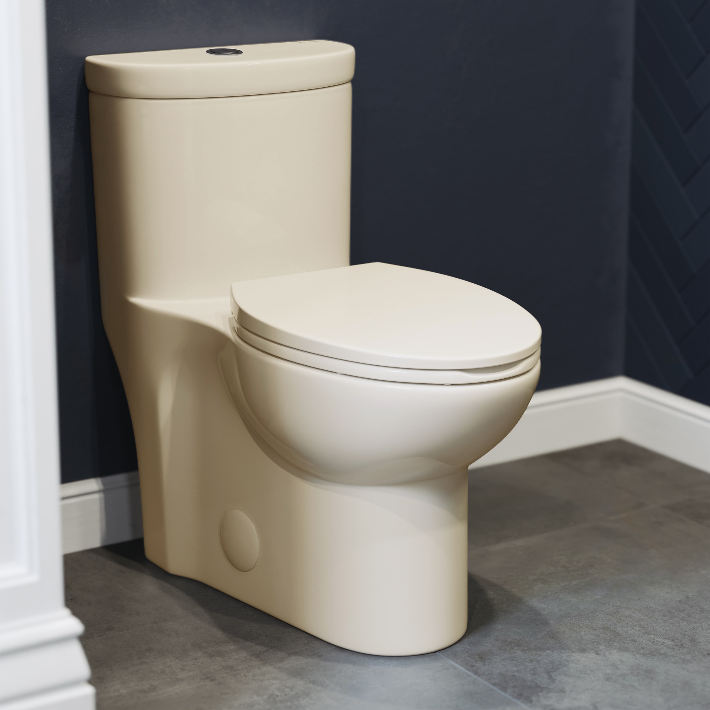 Swiss Madison Sublime Bisque Dual Flush Elongated Standard Height Soft  Close Toilet 12-in Rough-In 1.28-GPF at