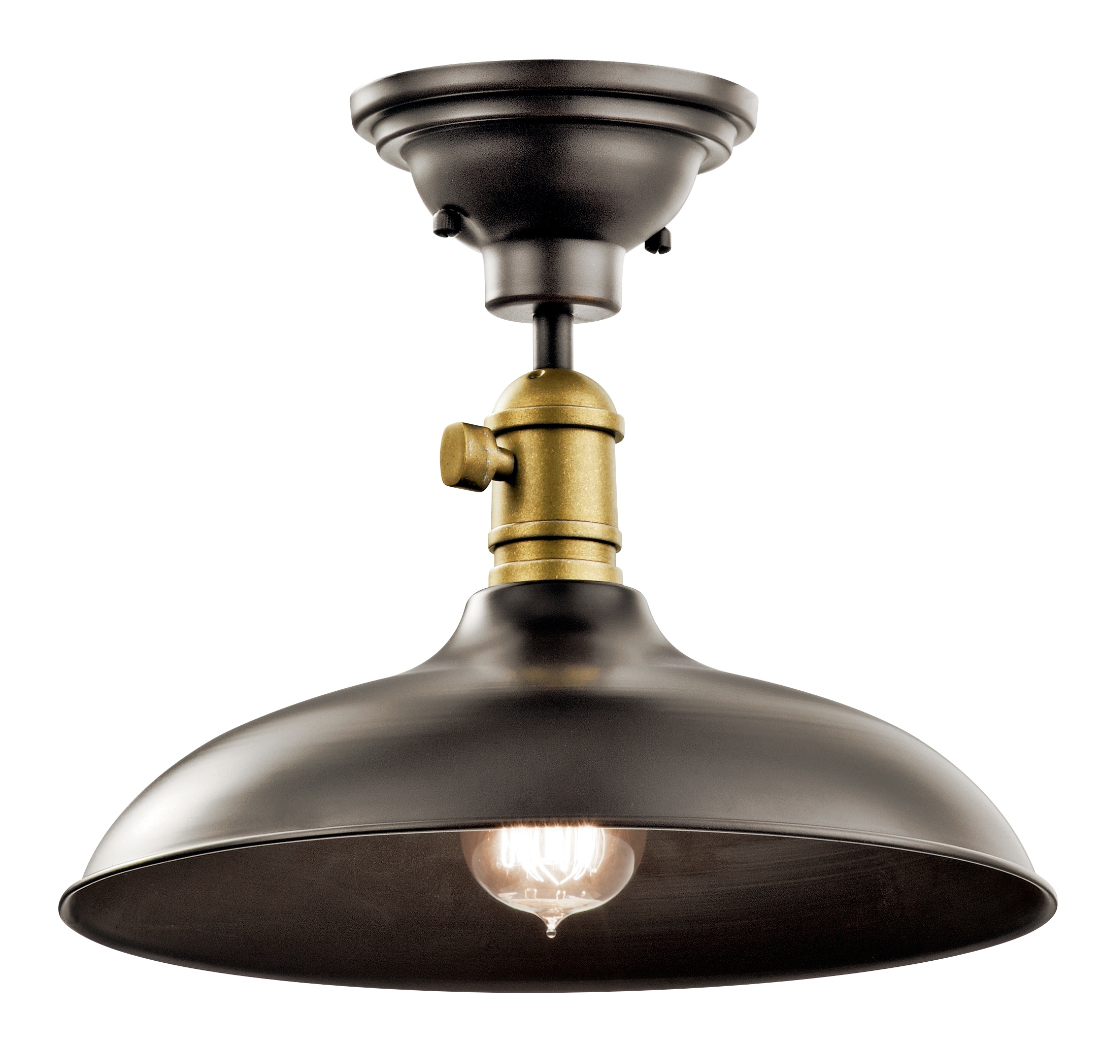 Vintage Bronze 12" Cone Glass Pendant Light with Down Lighting