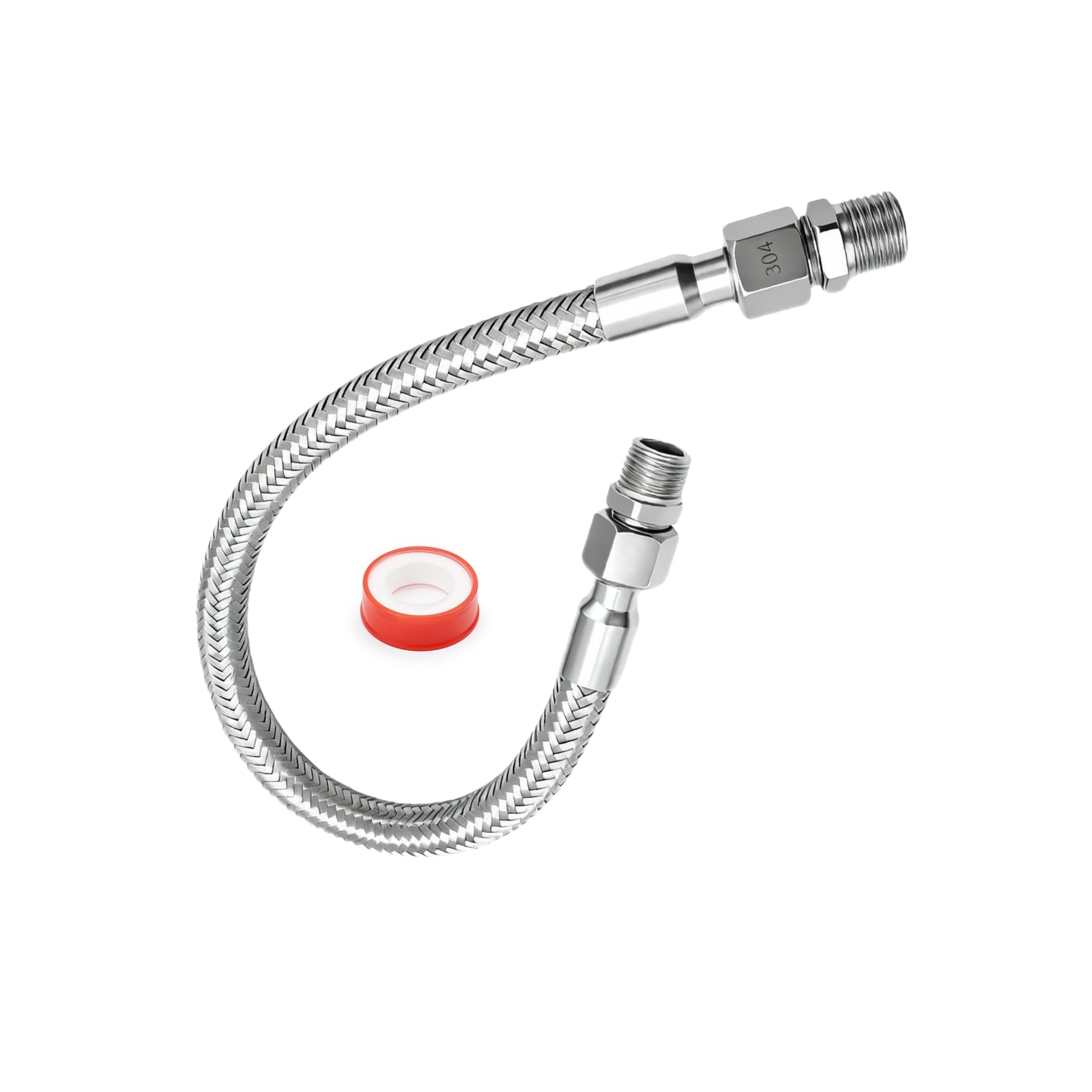 KIWDZFU  3/8 NPT by 20 Inch Air Compressor Jumper Hose Stainless Steel Braided Flexible Connector with Corrugated and 360 Degree Swivel Male Ends