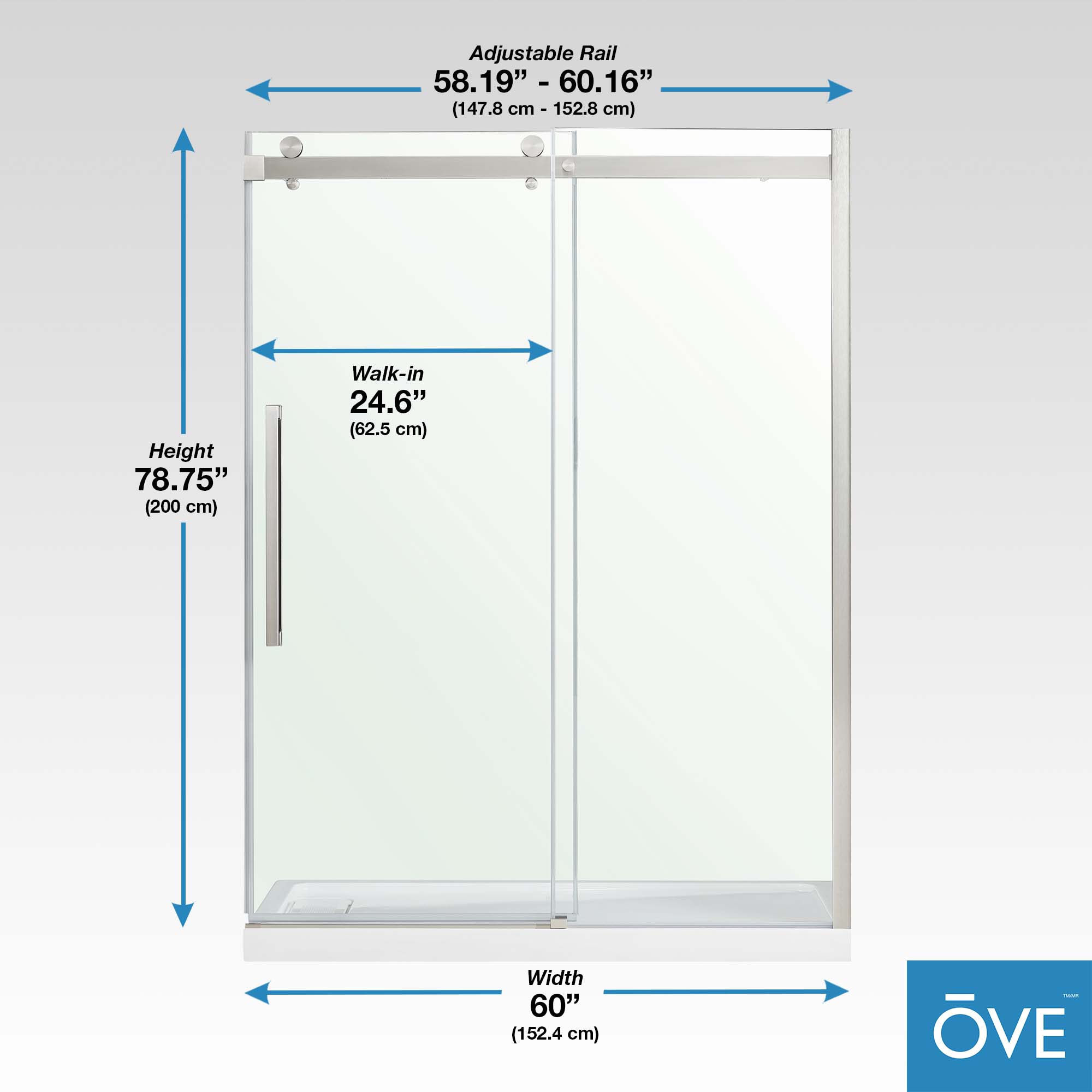 Bel 32" x 60" Satin Nickel Frameless Alcove Shower Kit