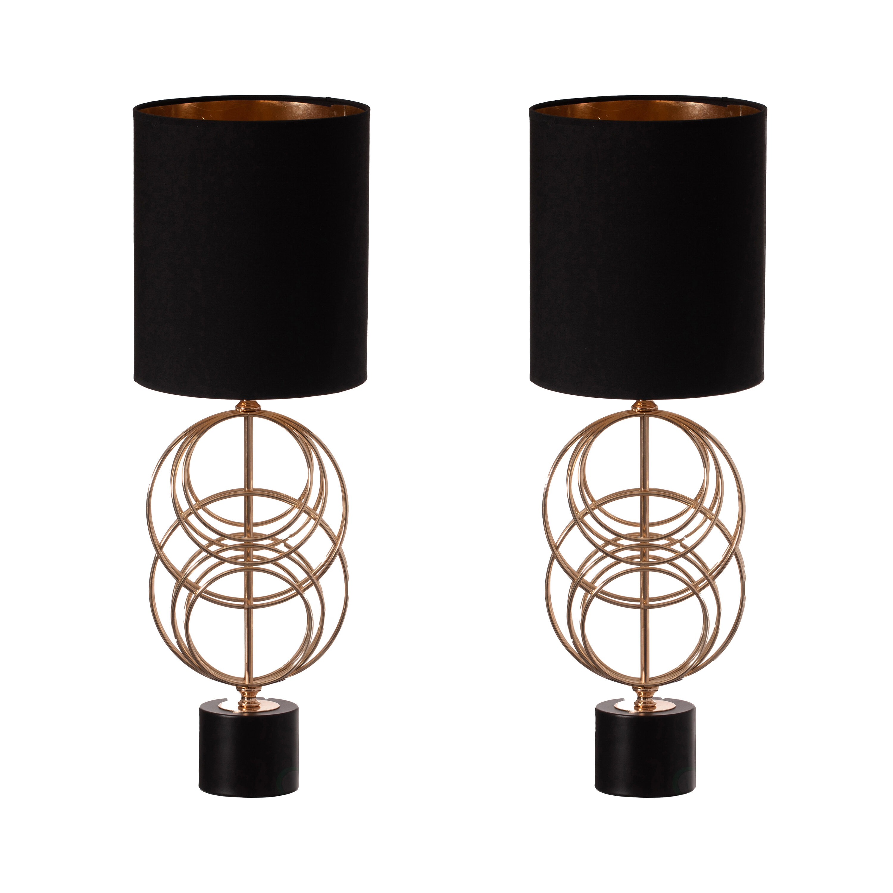 Quickway Imports QI004584.2 Table Lamps 26.25-in Black LED Incandescent On/Off switch Table Lamp with Acrylic Shade 2 -Set