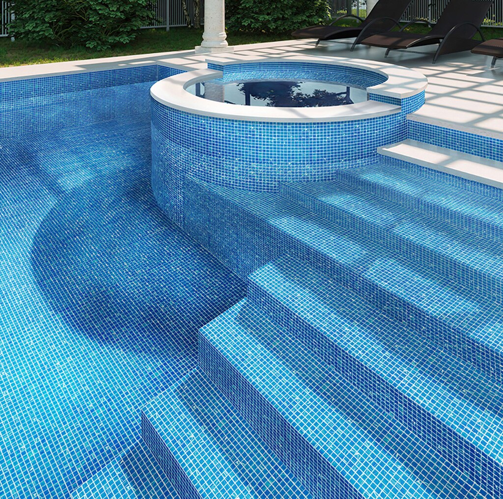 Celestial Dodger Blue Glossy Glass Mosaic Tile