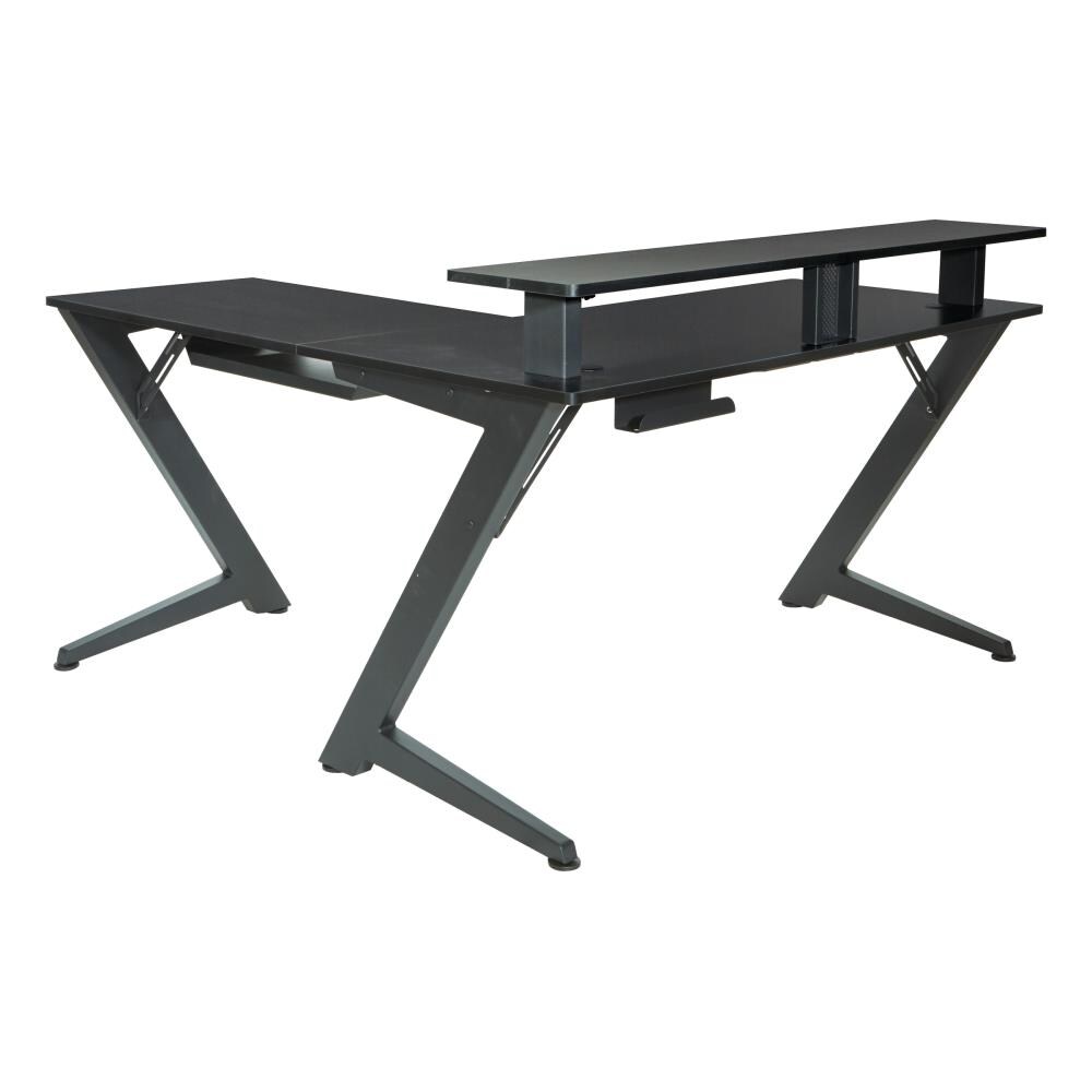 Avatar Battlestation L-Shape Gaming Desk with Carbon Top and Matte Black Legs