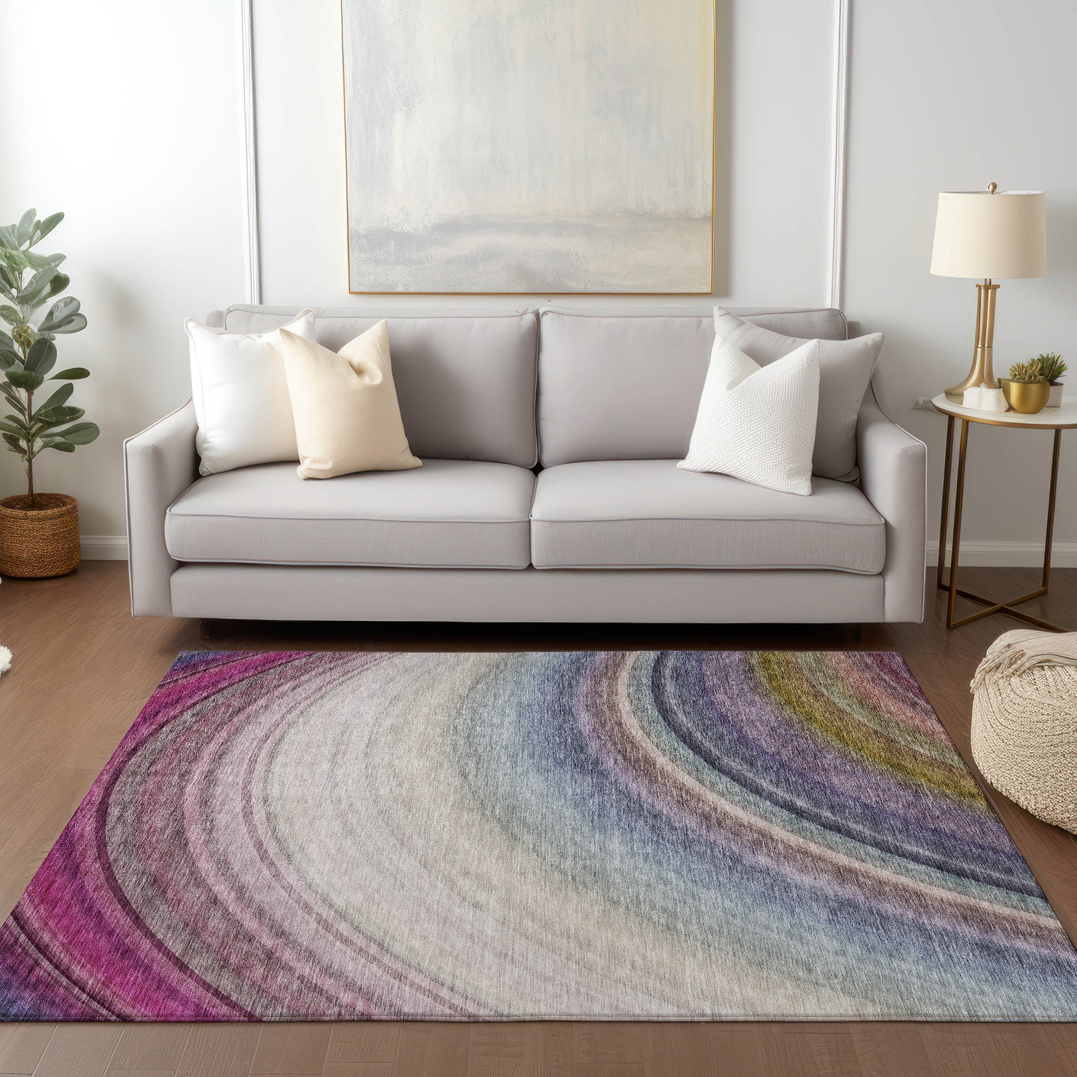 Addison Rugs ACN584BG30X46 Chantille ACN584BG 2 x 3 (ft) Polyester Beige Rectangular Indoor/Outdoor Ikat Machine washable Area rug