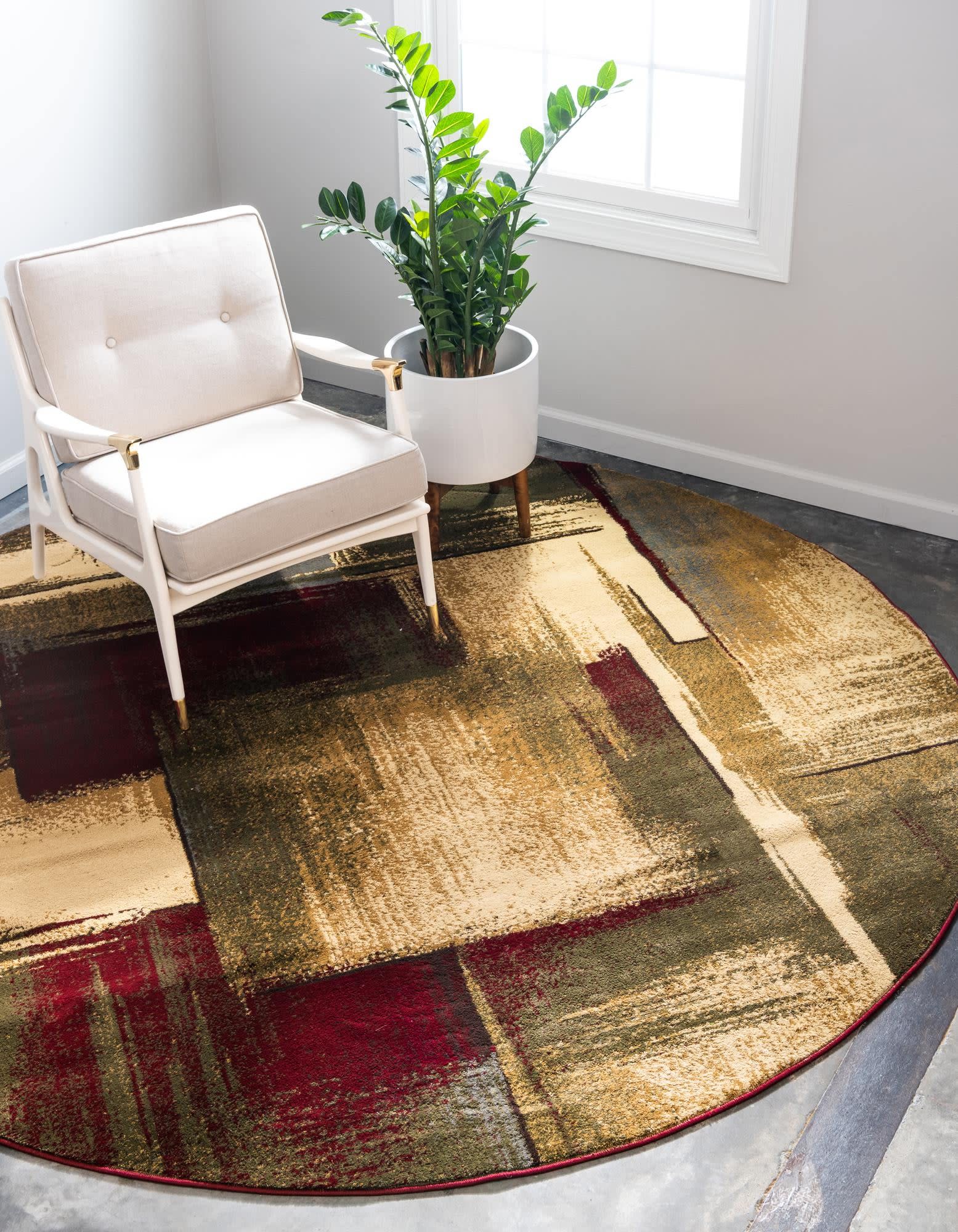 Unique Loom 3145623 Barista 4 x 4 (ft) Loomed Polypropylene Multi Round Indoor Geometric Area rug