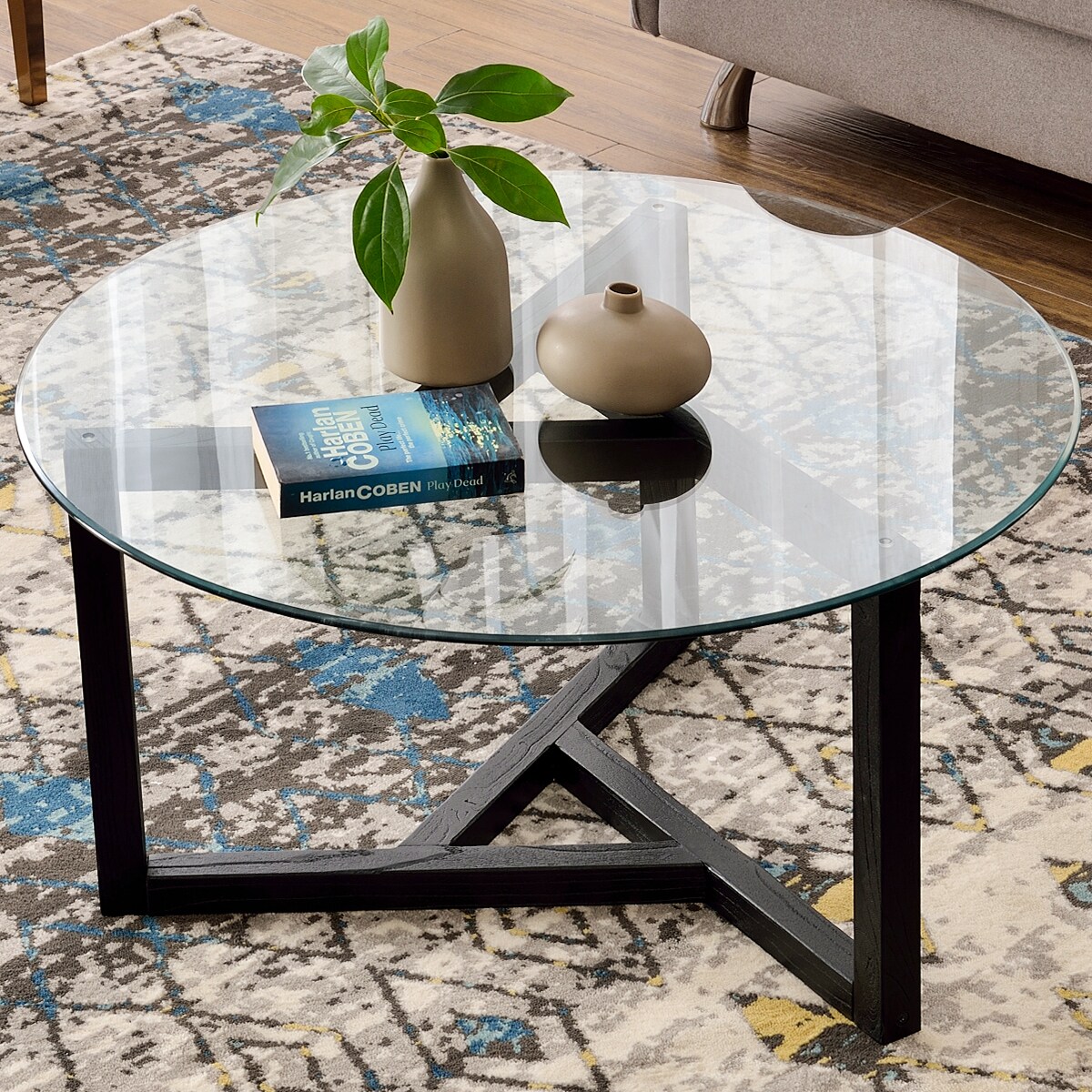 CASAINC Clear Glass Modern Coffee Table with Storage in the Coffee ...