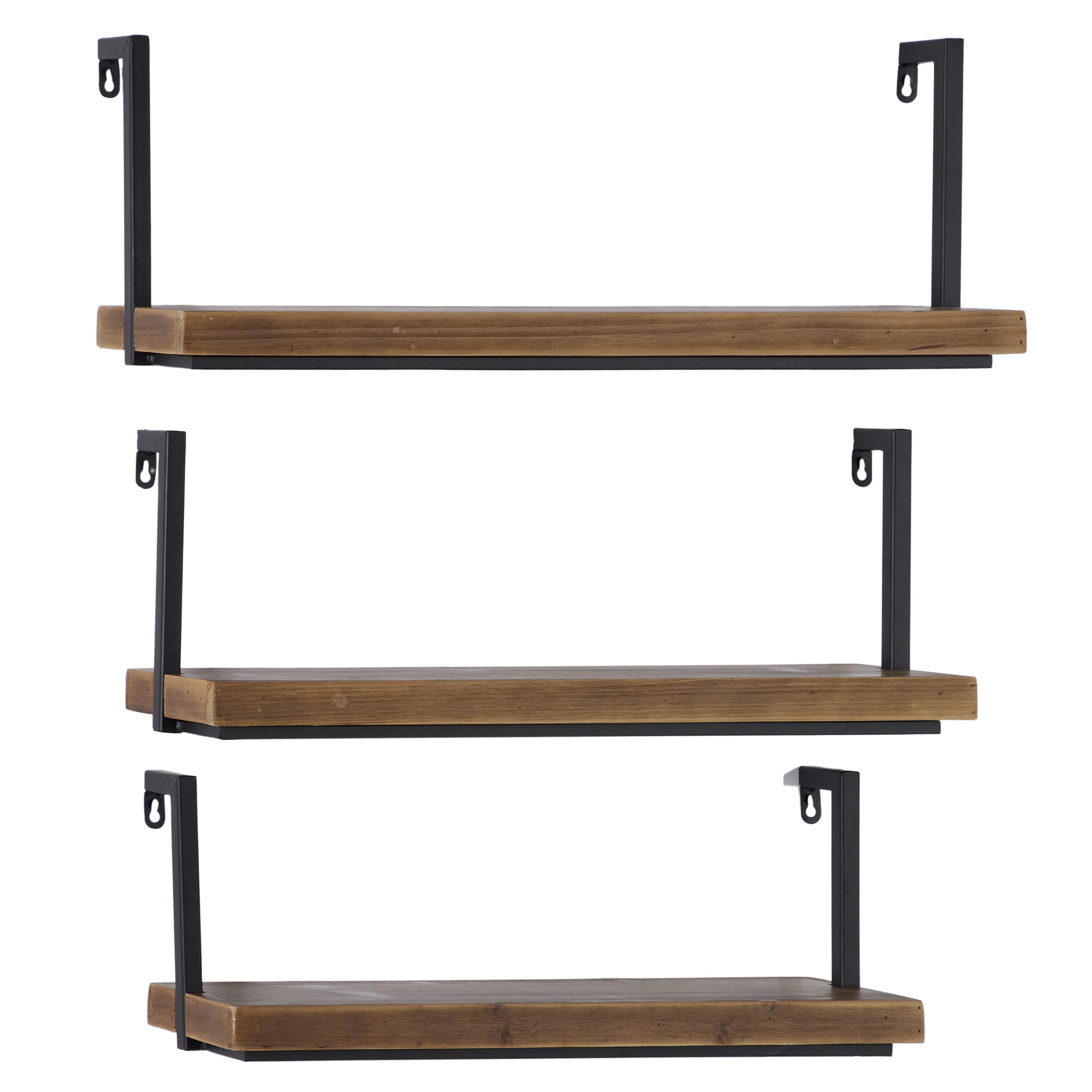 Grayson Lane Brown Industrial 3 Shelves Wood Floating Shelf 21.35-in L ...