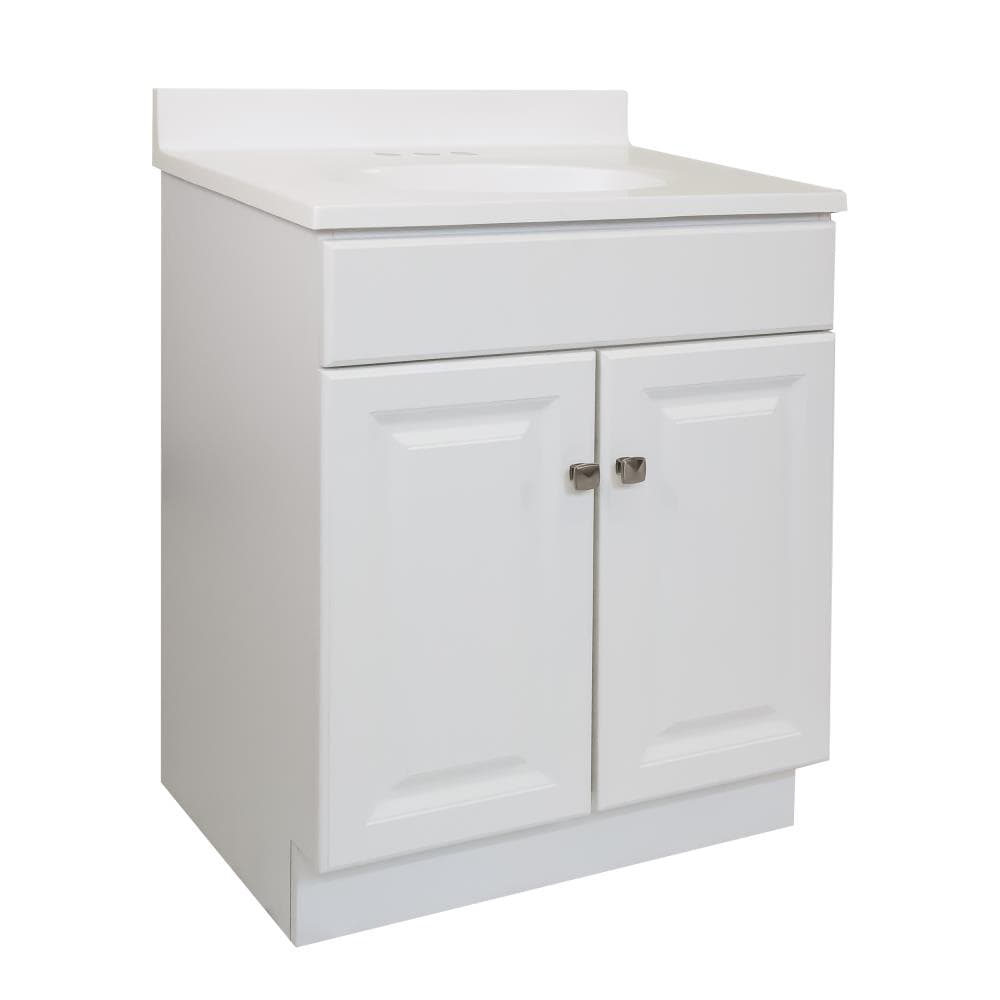 Design House 591206 Wyndham 25-in White Single sink Bathroom Vanity with Ivory Swirl Cultured marble Top