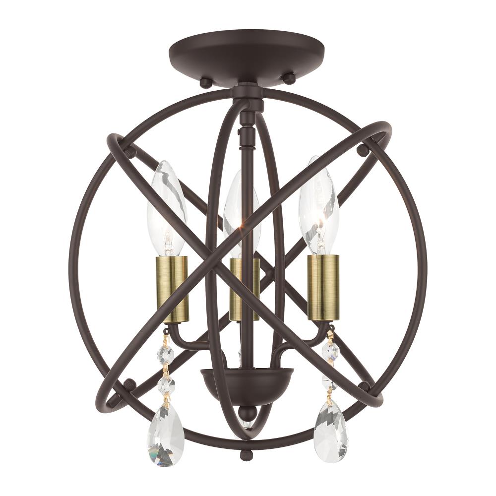 Bronze Mini Plug-in Crystal Candle Chandelier