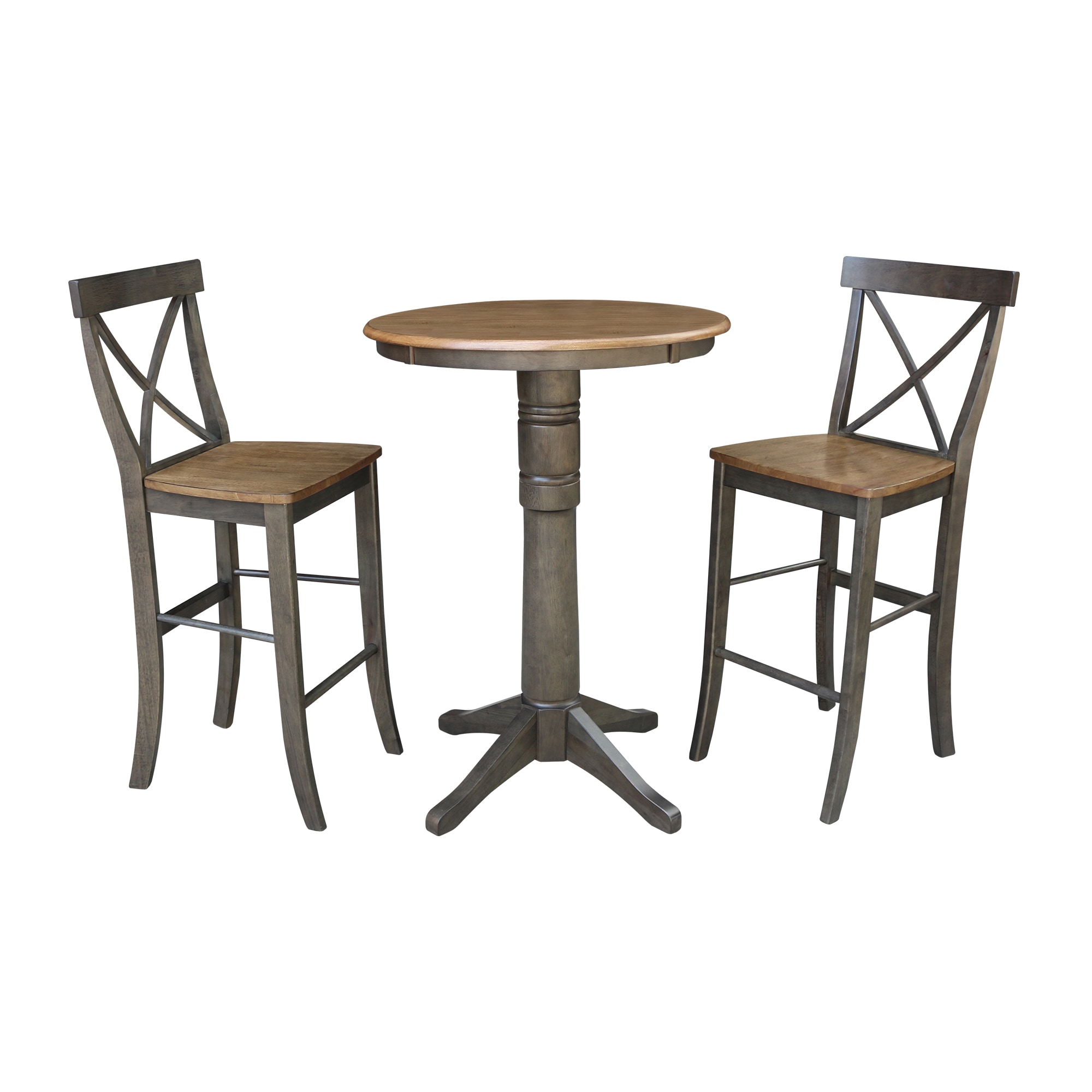 International Concepts K45-30RT-27B-S6133-2 Hickory/Washed Coal Casual Dining Room Set with Round Table (Seats 2)