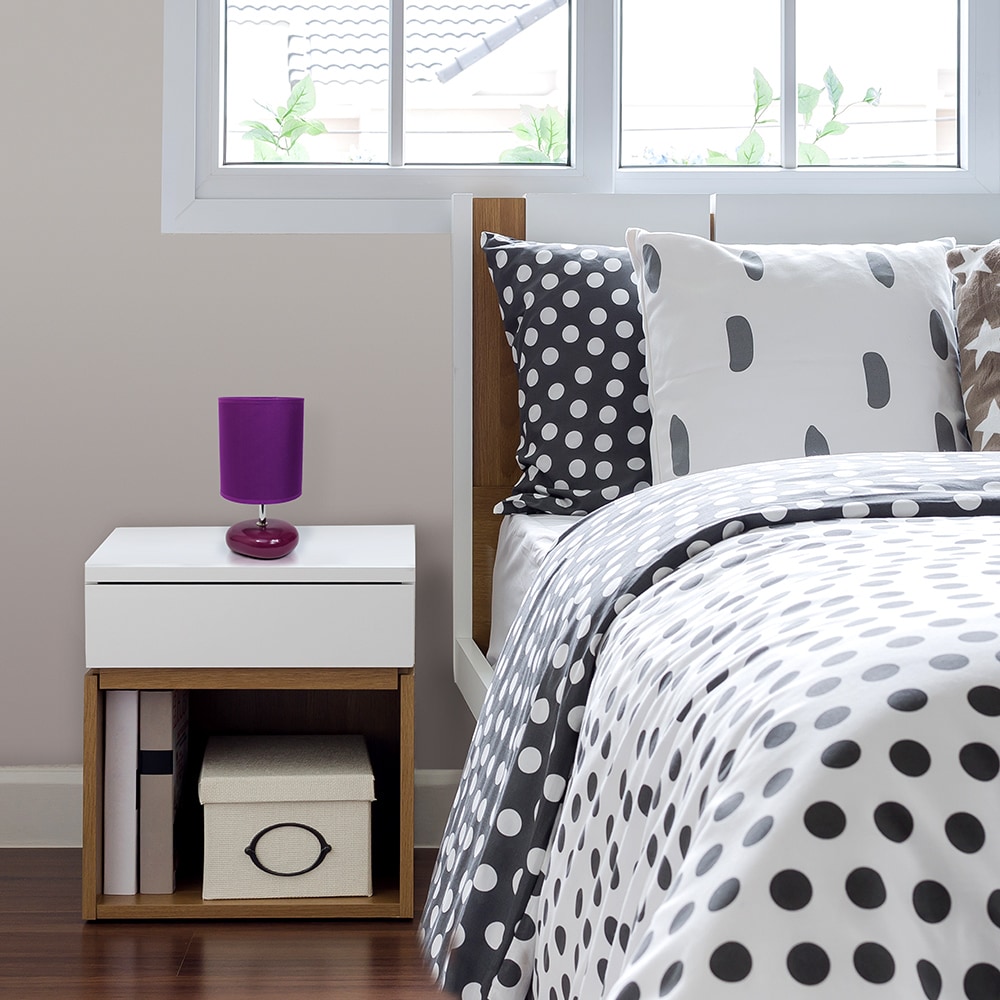 Simple Designs LT2005-PRP 10.24-in Purple Table Lamp with Fabric Shade