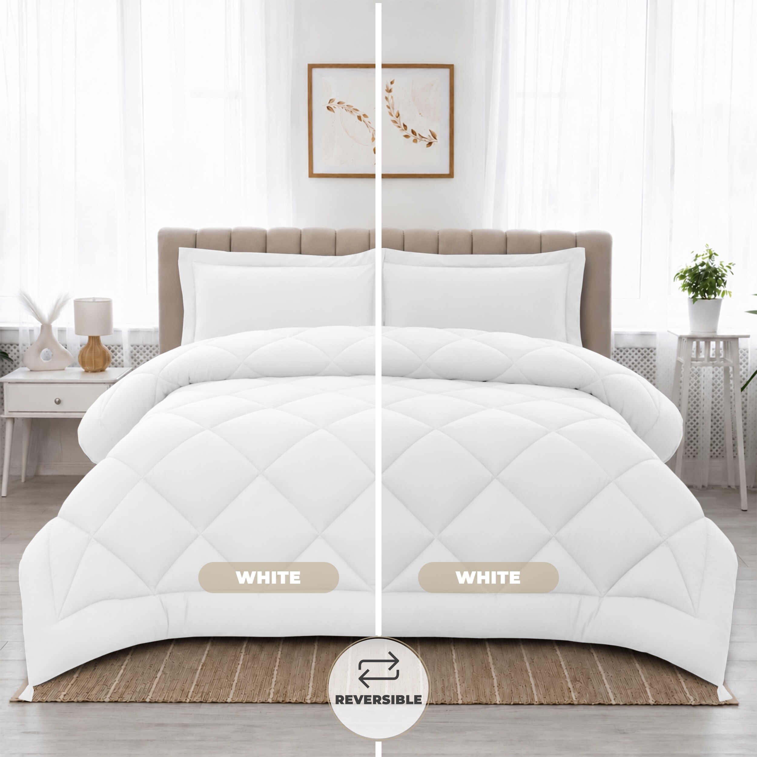 Lux Decor Collection CMF 3PC Q SD WHT Comforters-And-Bedspreads - View #5