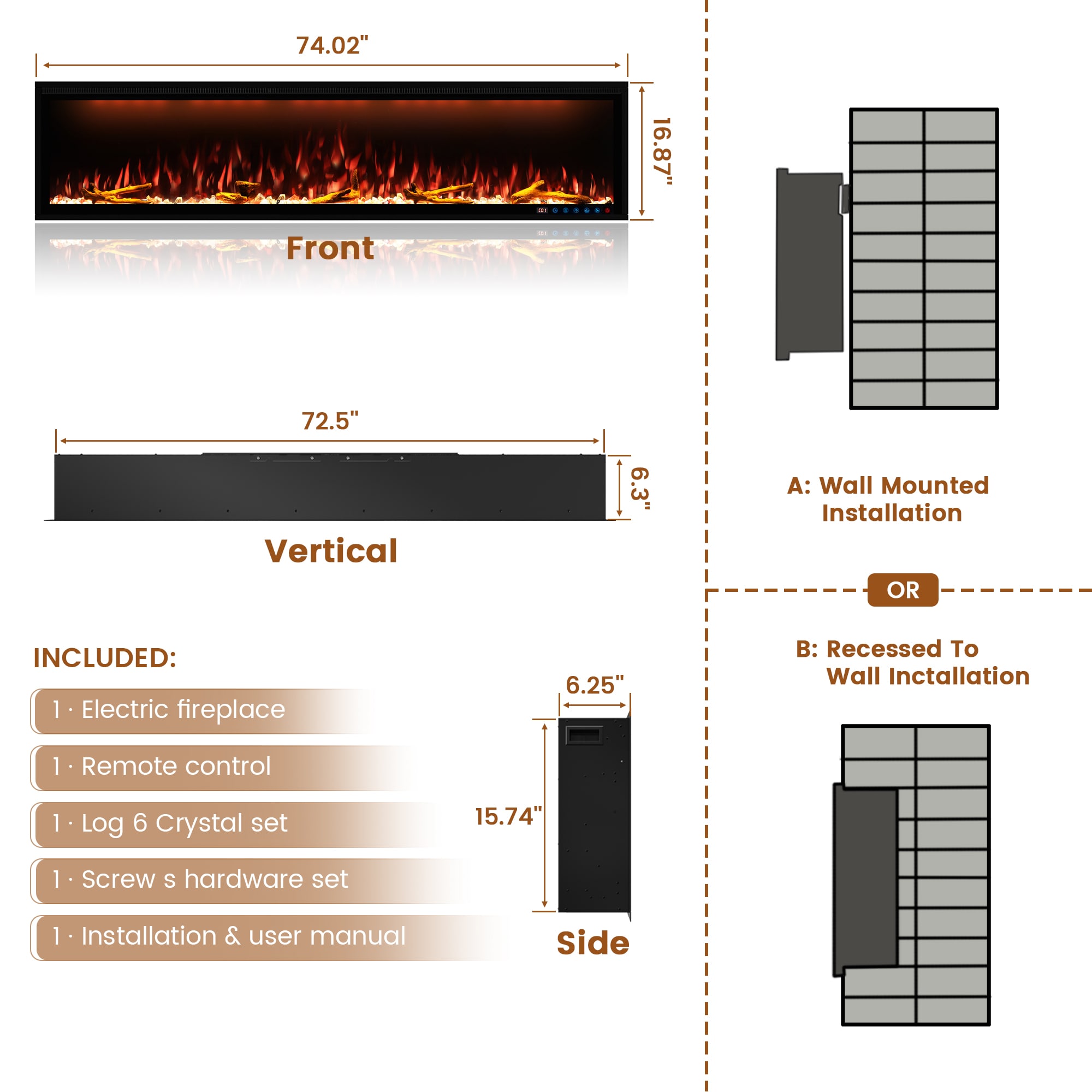 Clihome CL-BI74Z Electric-Fireplaces - View #4