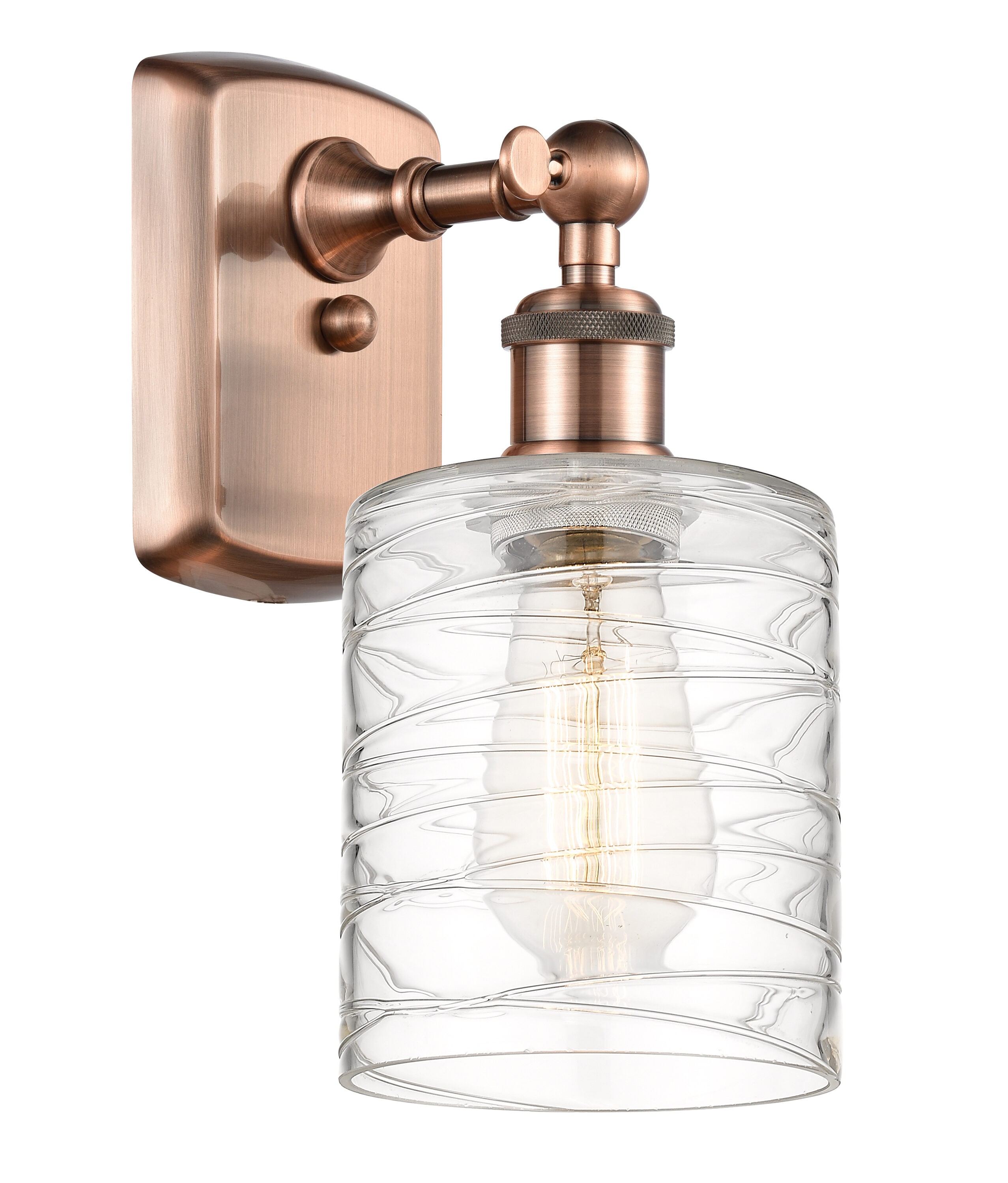 Innovations Lighting 516-1W-AC-G1113 Cobbleskill 5-in W 1 -Light Antique Copper Industrial Wall Sconce
