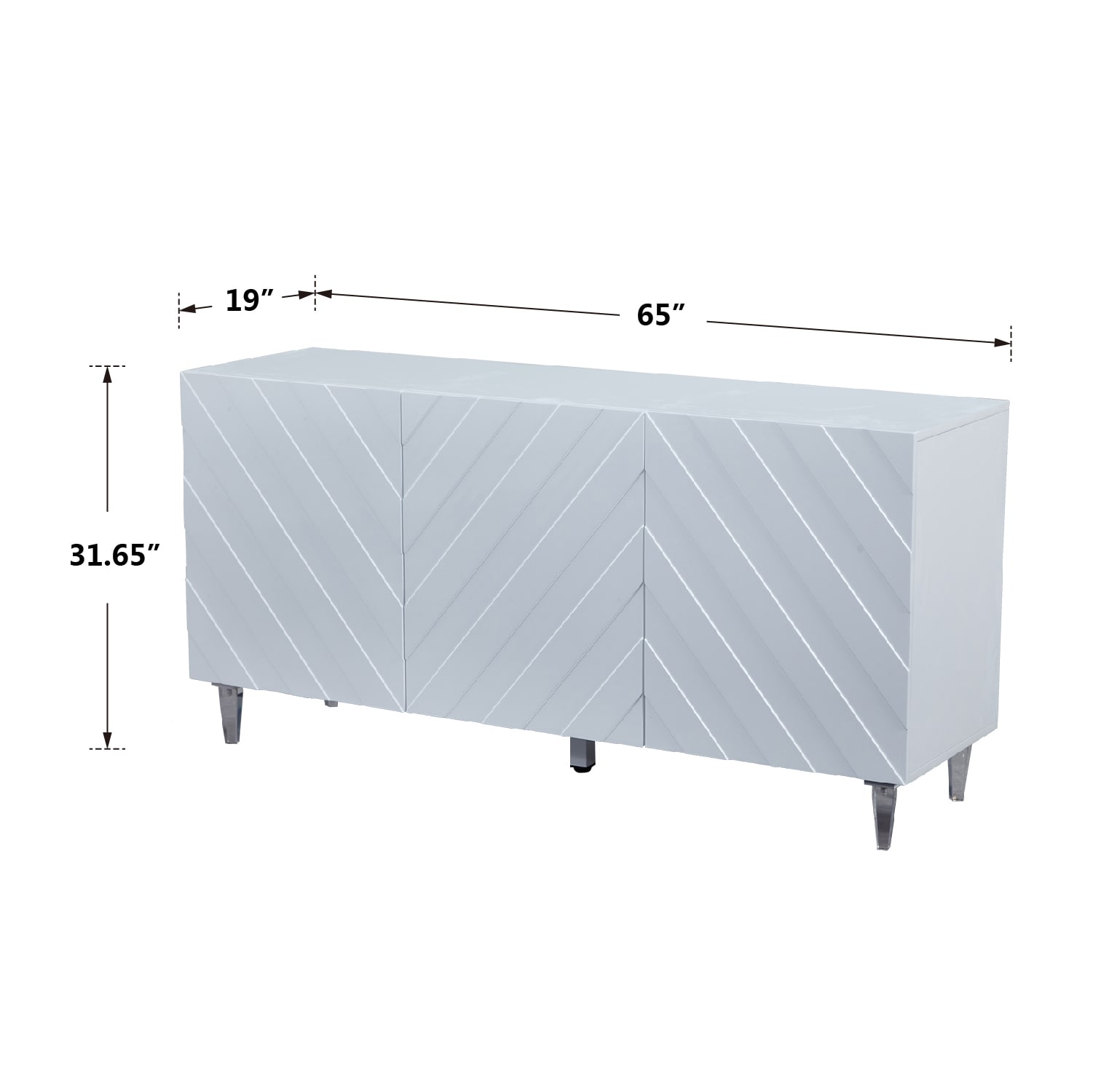 CASAINC WF-W-1443A-B-GY Contemporary/Modern White Wood Rubberwood Sideboard