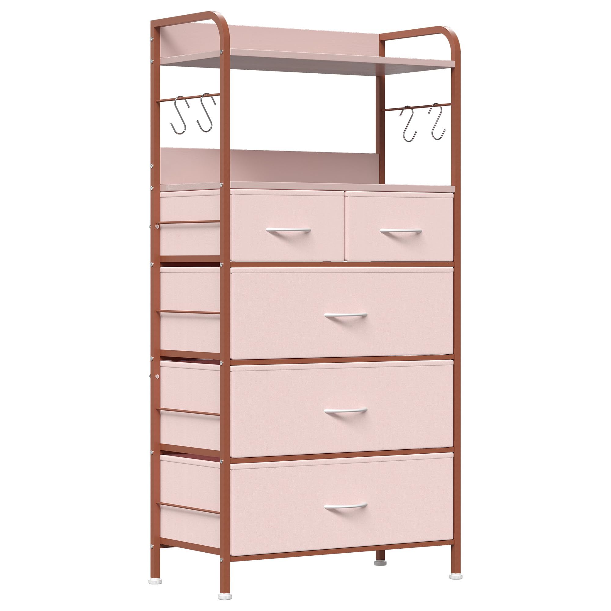 Qeetex HHYLS-PHO0WOK1FQZ Dresser for Bedroom with 5 Drawers Dressers and Chests of Drawers for Hallway Entryway Storage Organizer Unit with Fabric Sturdy Metal Frame Wood Tabletop Easy Pull Handle