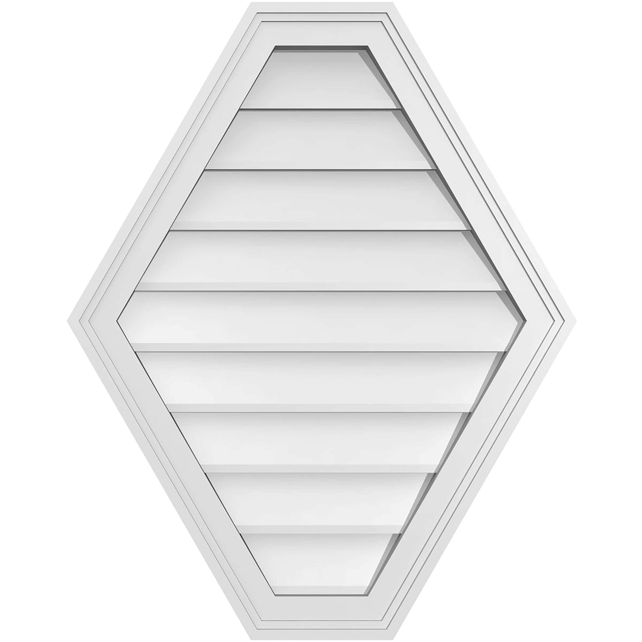 Ekena Millwork GVPHP24X3002SN 24-Inches x 30-Inches Off-white Peaked PVC Gable Louver Vent