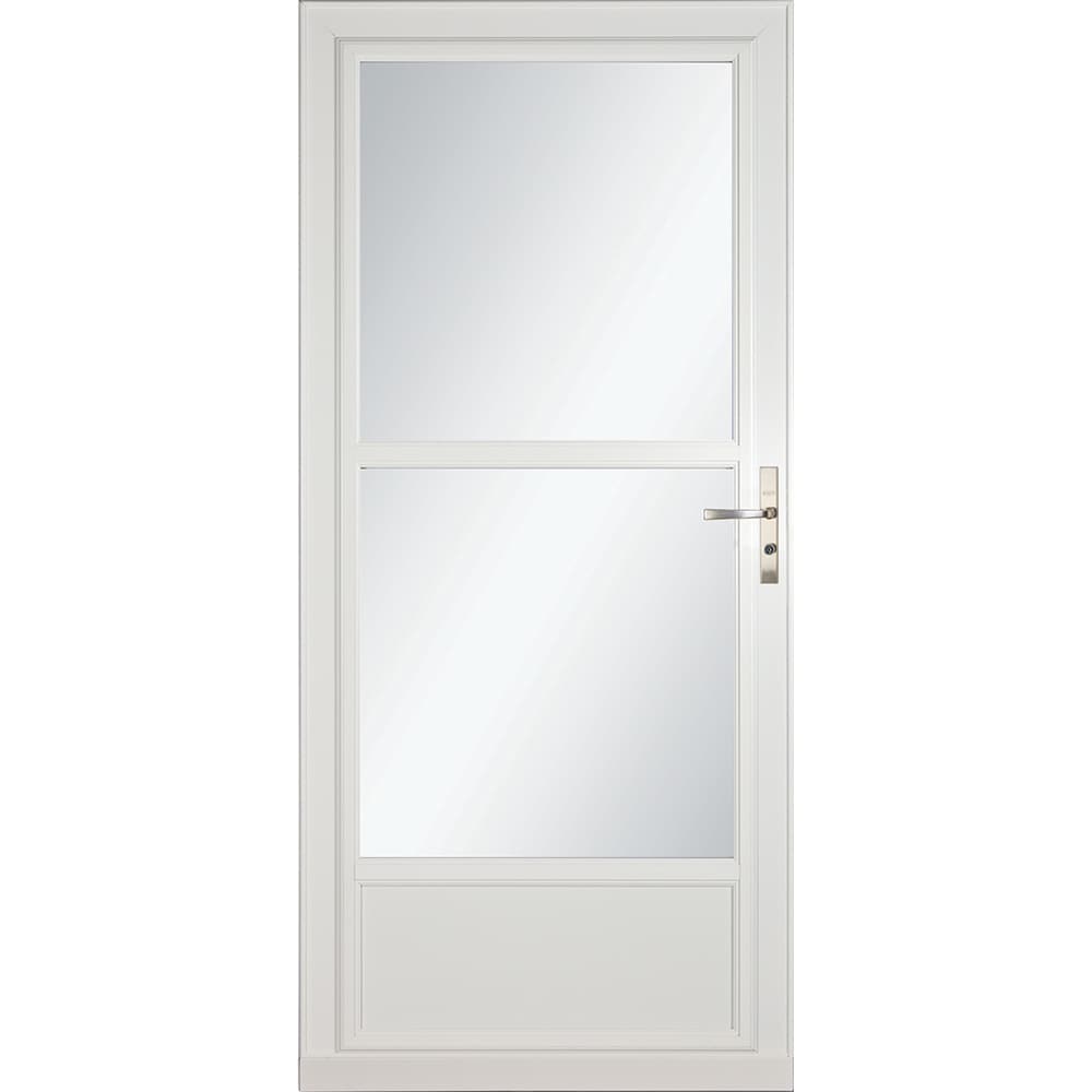 Tradewinds Selection 32-in x 81-in White Mid-view Retractable Screen Aluminum Storm Door with Brushed Nickel Handle | - LARSON 1460603117S