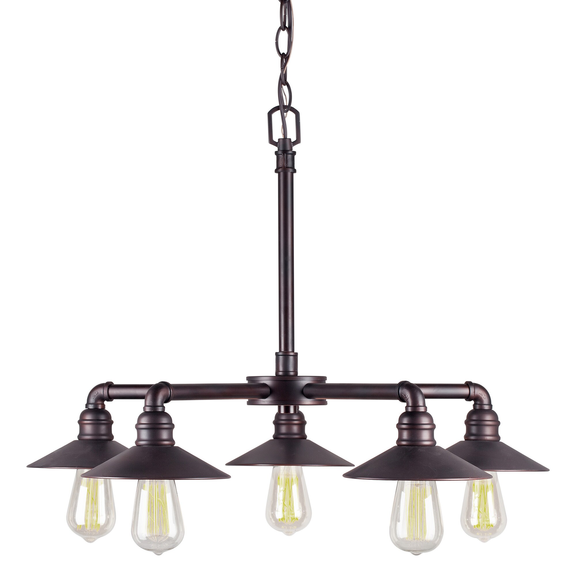 Ori 5-Light Antique Bronze Industrial Led; Dry rated Chandelier | - Forte Lighting 7159-05-32