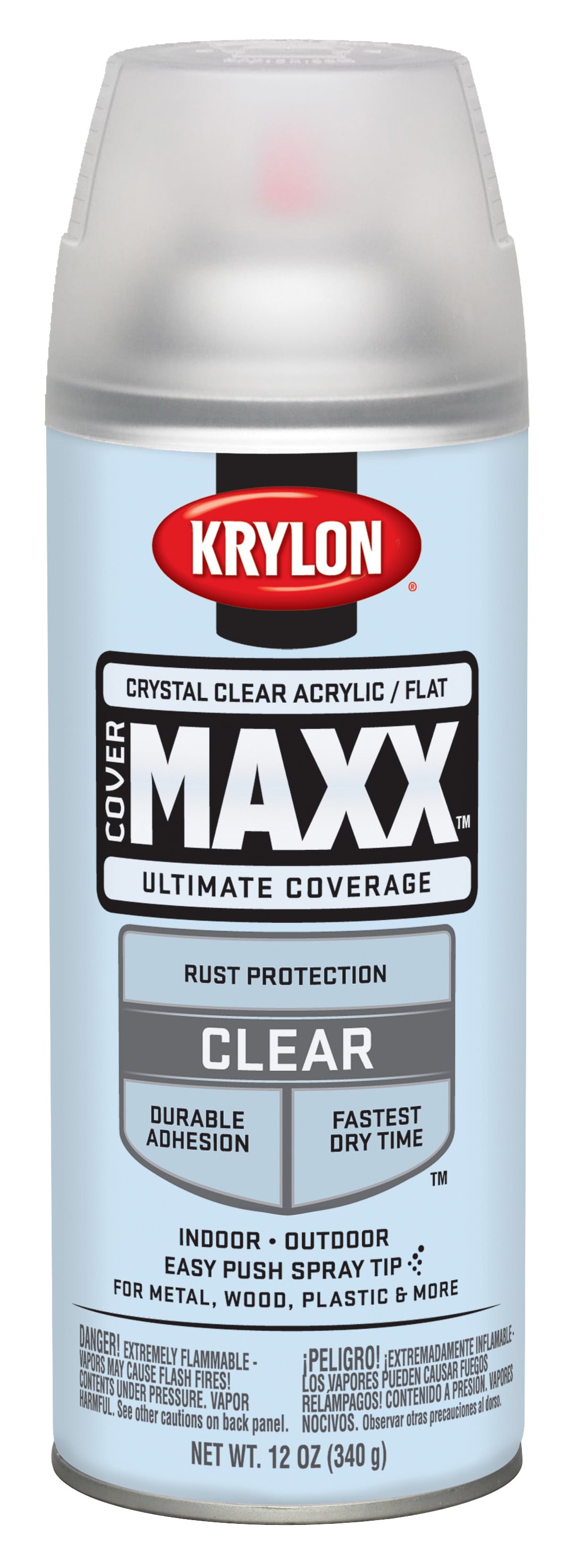 Krylon Flat Clear Spray Paint and Primer In One (NET WT. 12-oz) at