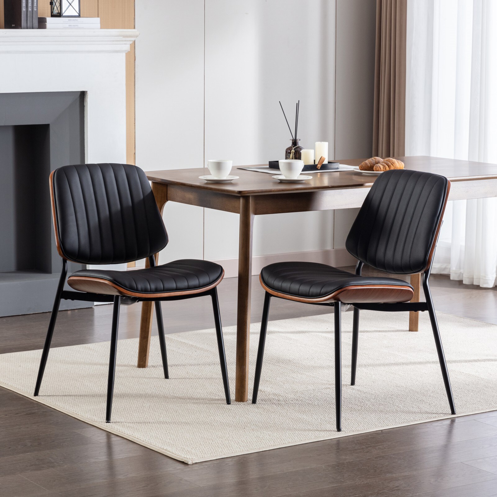 Hrinhom HC-N7016-BLACK PU Dining-Chairs - View #2