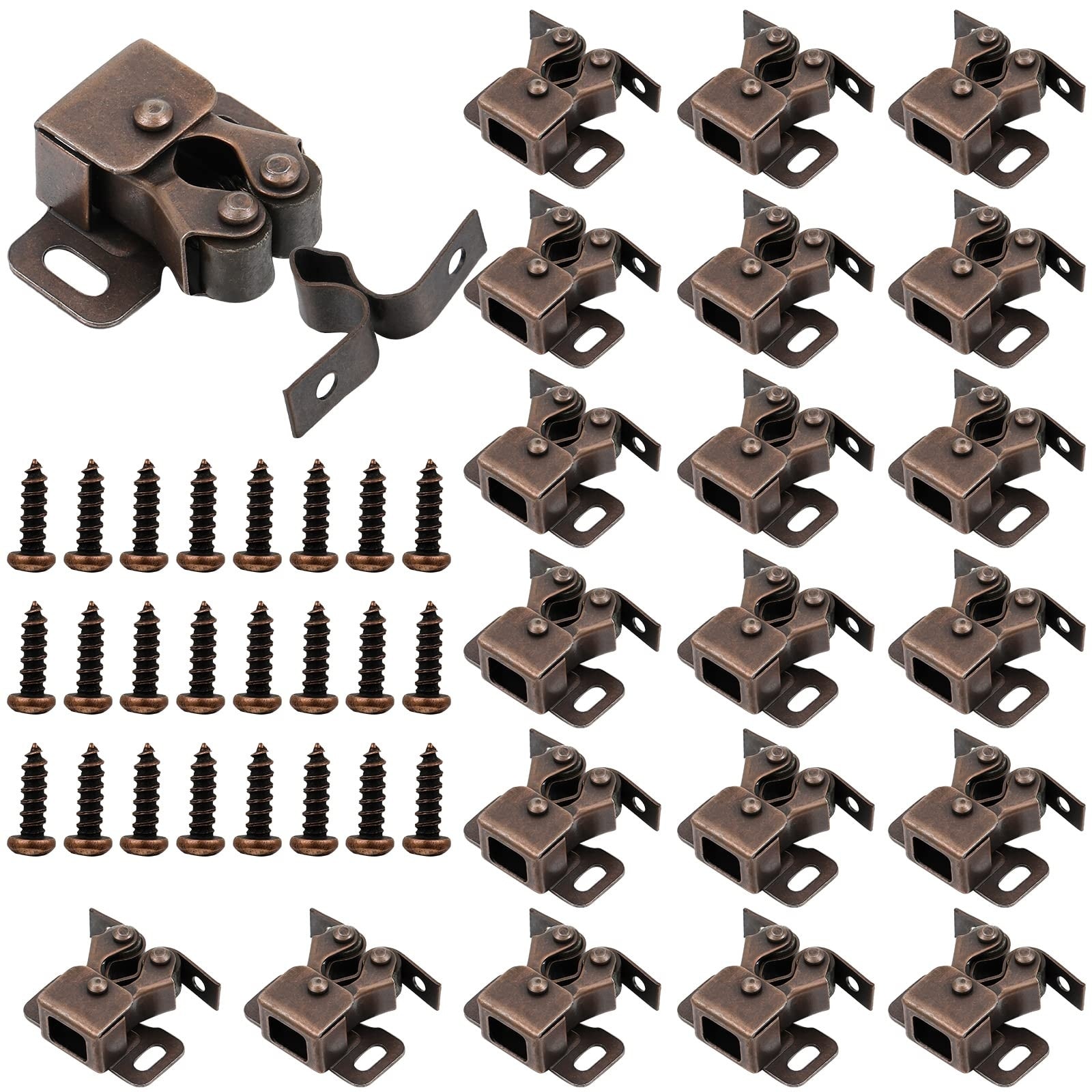 Etokfoks Brown Antique Copper Double Roller Spring Cabinet Door Catch ...