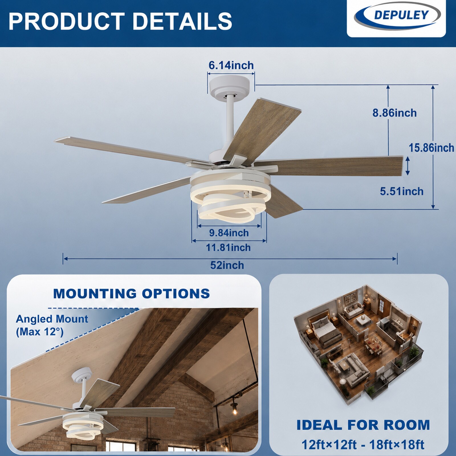 Dovanpaul 243-42C-WH-LW Ceiling-Fans - View #3