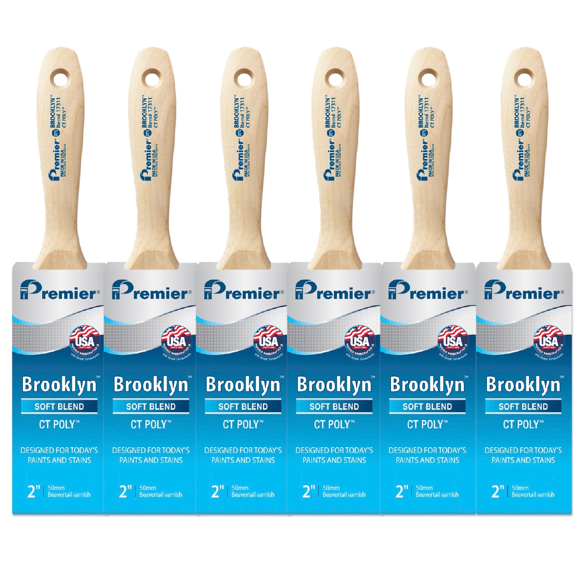 Premier Brooklyn 2-in Reusable Flat Wall Trim Brush 6 -Pack