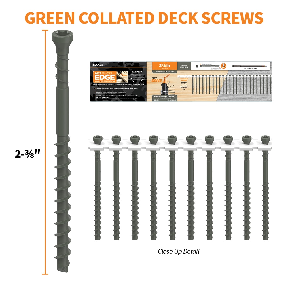 CAMO 395010 #7 x 2-3/8-in Wood to wood Deck Screws ( 1000 -Per Box )