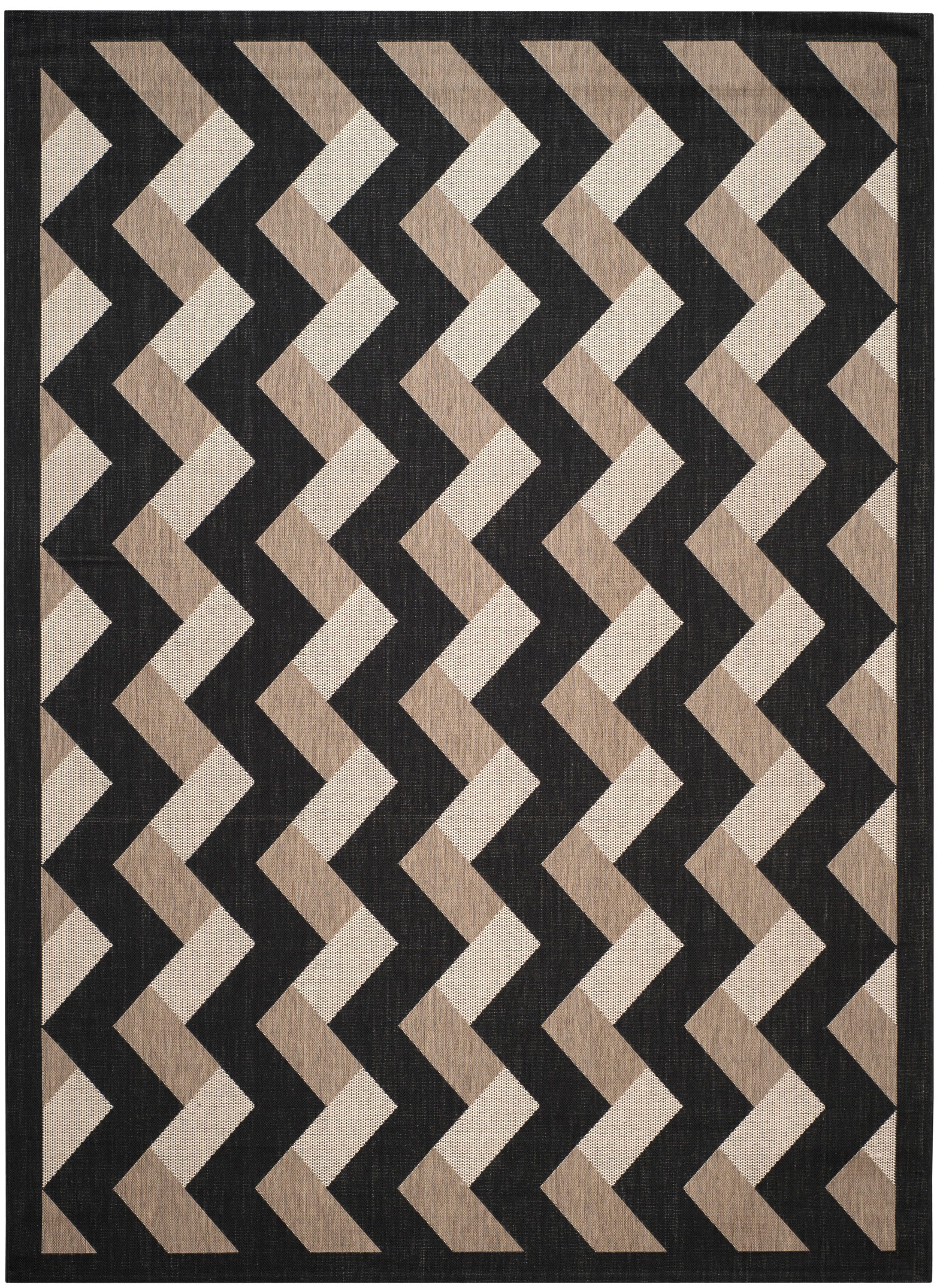 Safavieh CY7430-081A17-8 Courtyard Cooke 8 X 11 (ft) Black/Brown Indoor/Outdoor Chevron Coastal Area Rug