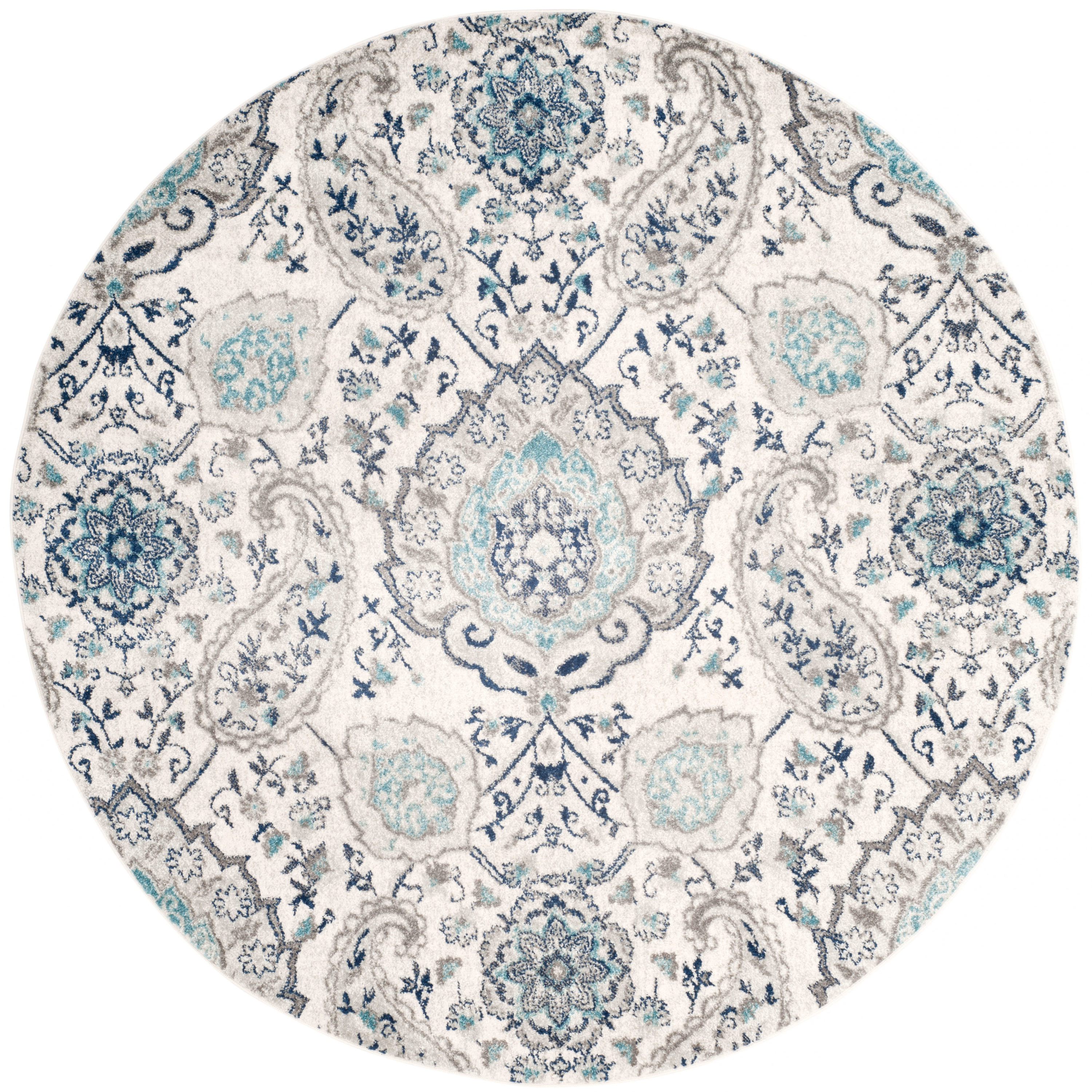 Safavieh Madison Abbey 8 X 8 (ft) Cream/Light Gray Round Indoor Floral