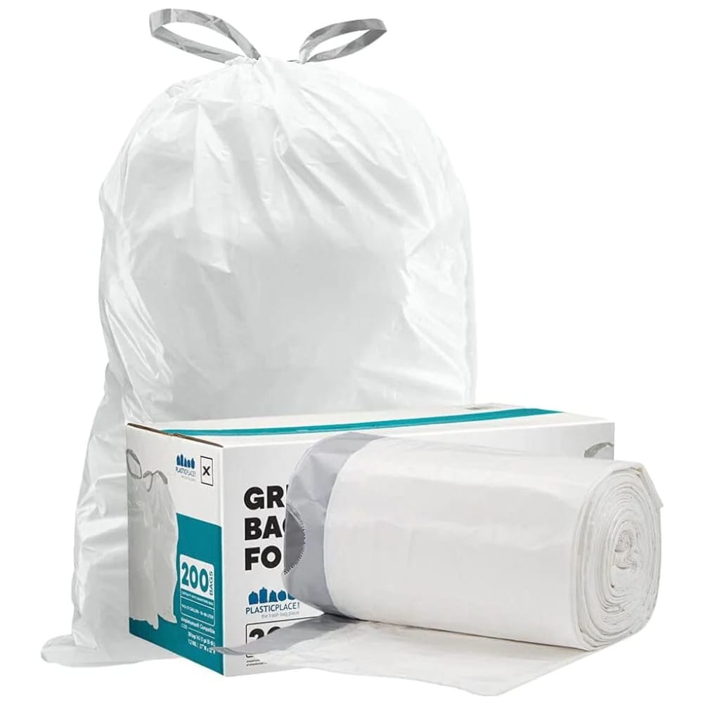 Plasticplace 21-Gallons White Plastic Kitchen Drawstring Trash Bag  (200-Count) in the Trash Bags department at