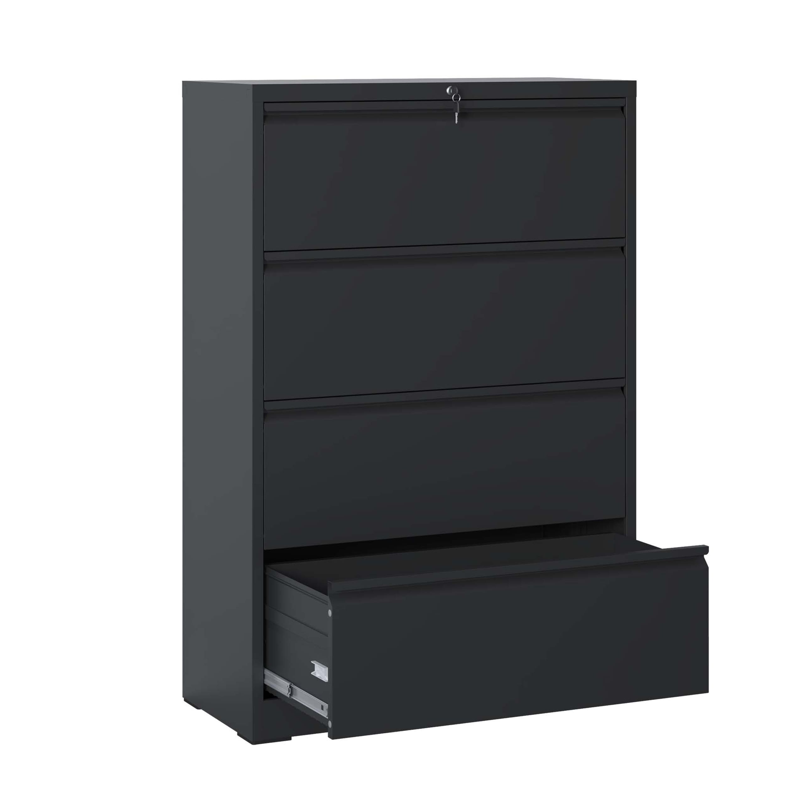SINOFURN SYD260005GY Black 4 -Drawer 35.4-in File Cabinet