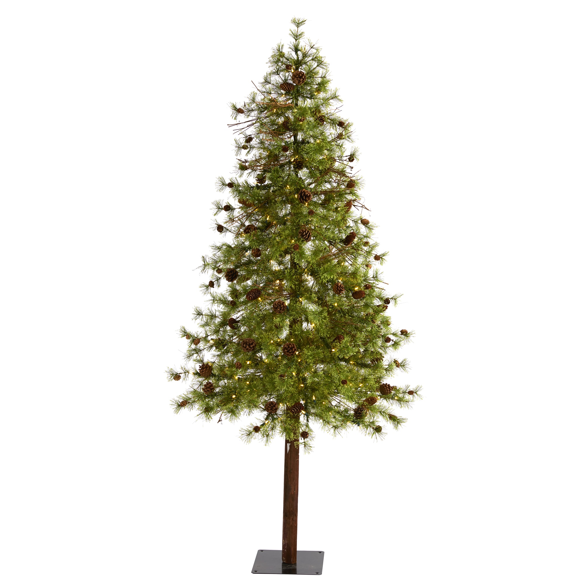 Nearly Natural T1435 7-ft Pine Pre-lit Slim Artificial Christmas Tree with White LED Lights