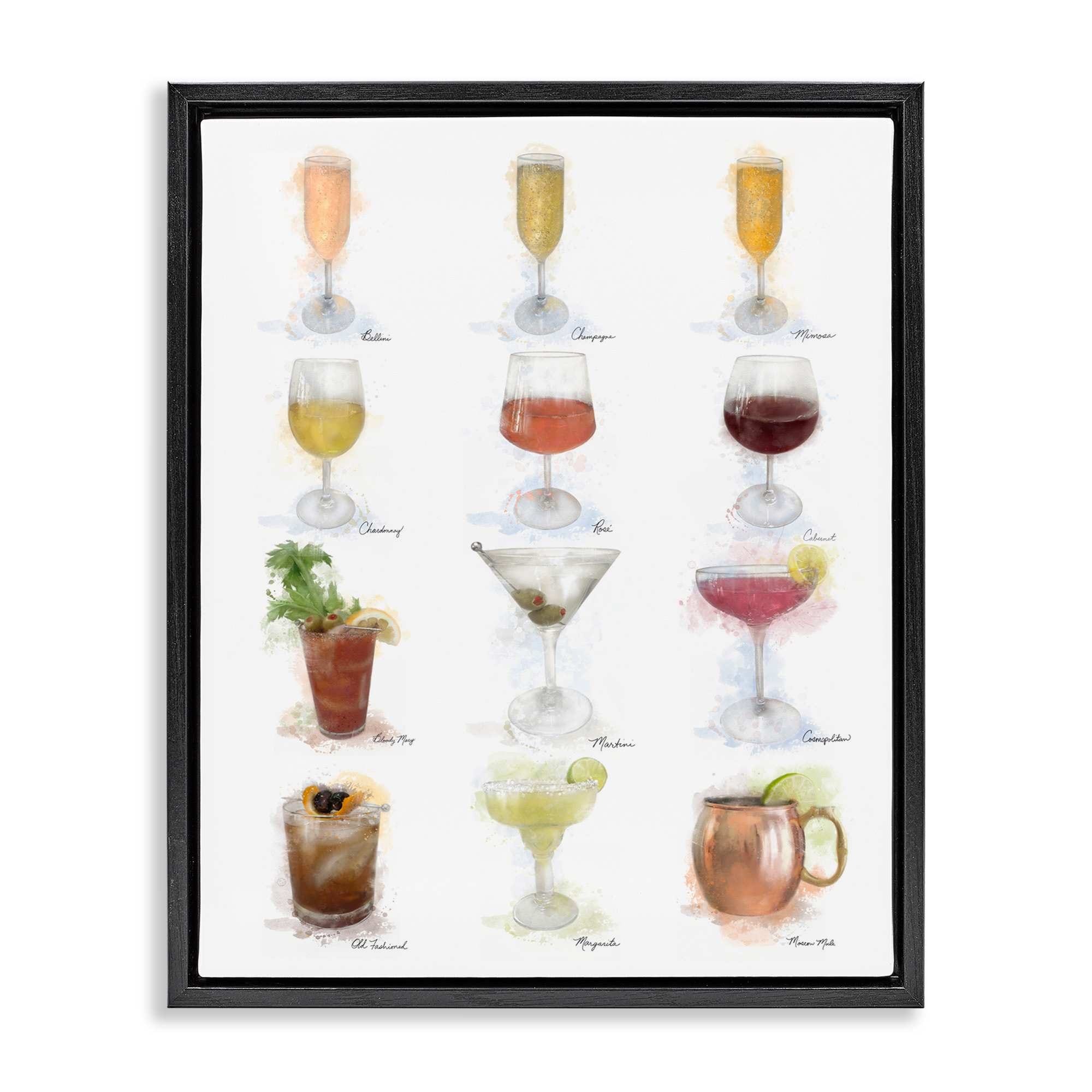 Stupell Industries BS-515-FFB-24X30 Soft Artisanal Cocktails Menu Black Framed Floater Canvas Wall Art By Matthew Piotrowicz 25 x 31