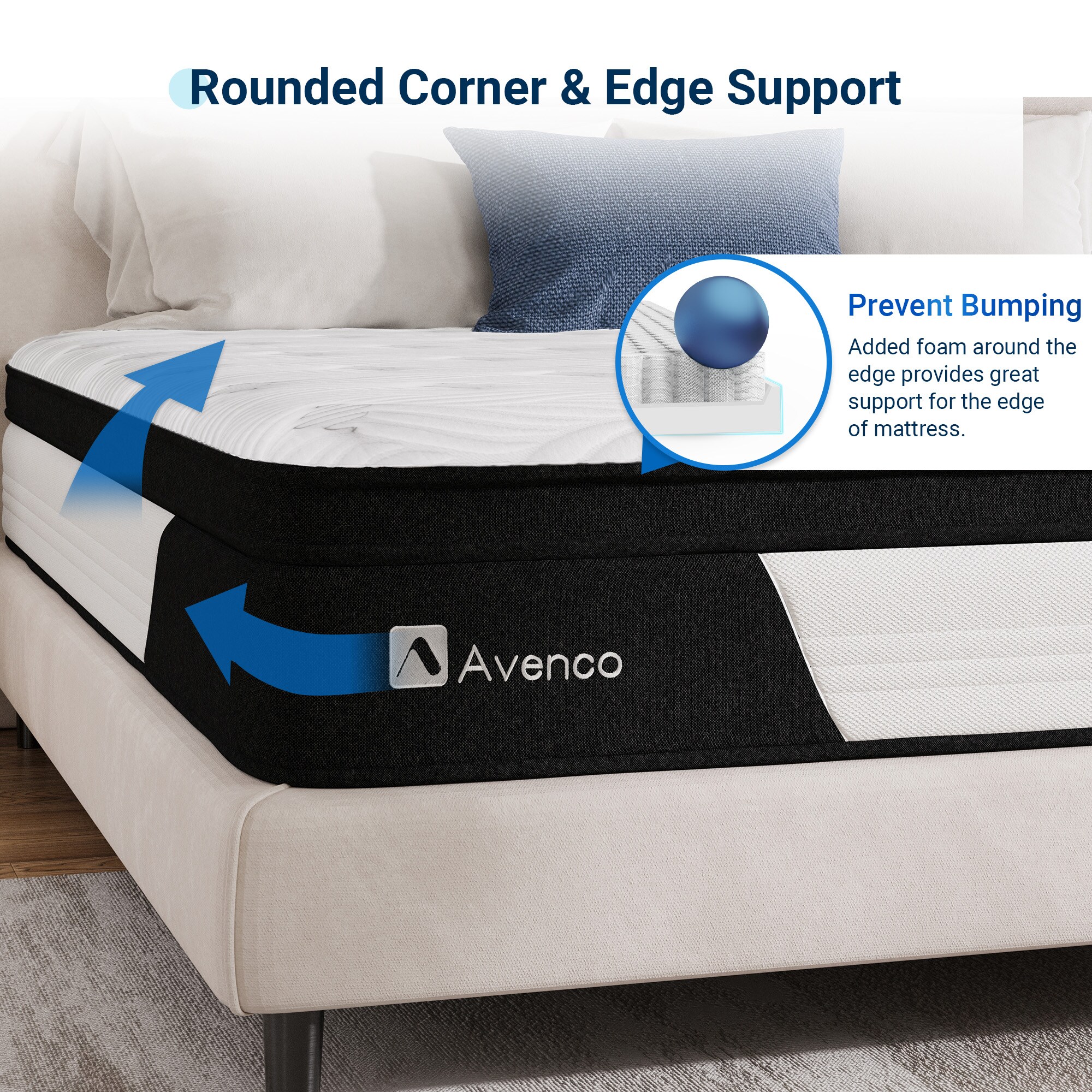 Avenco 12-in Queen Hybrid Memory Foam/Coil Blend Pillow Top Mattress in a  Box