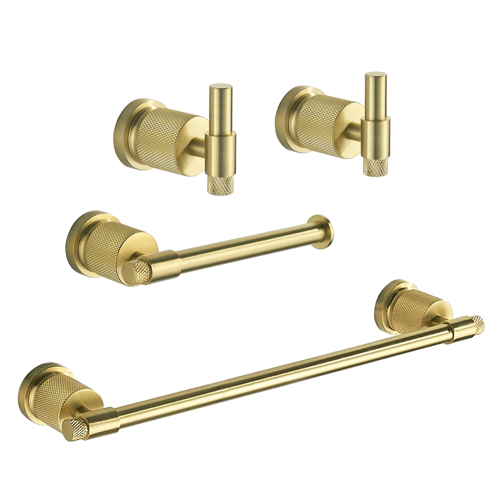 FORIOUS LL19011G4C 4 -Piece Gold Decorative Bathroom Hardware Set Towel Bar, Toilet Paper Holder, ,Robe Hook Included