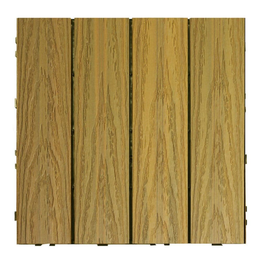 NewTechWood US-QD-ZX-OK 12-in x 12-in 10 -Pack English Oak Prefinished Composite Deck tile ( 10-sq ft )