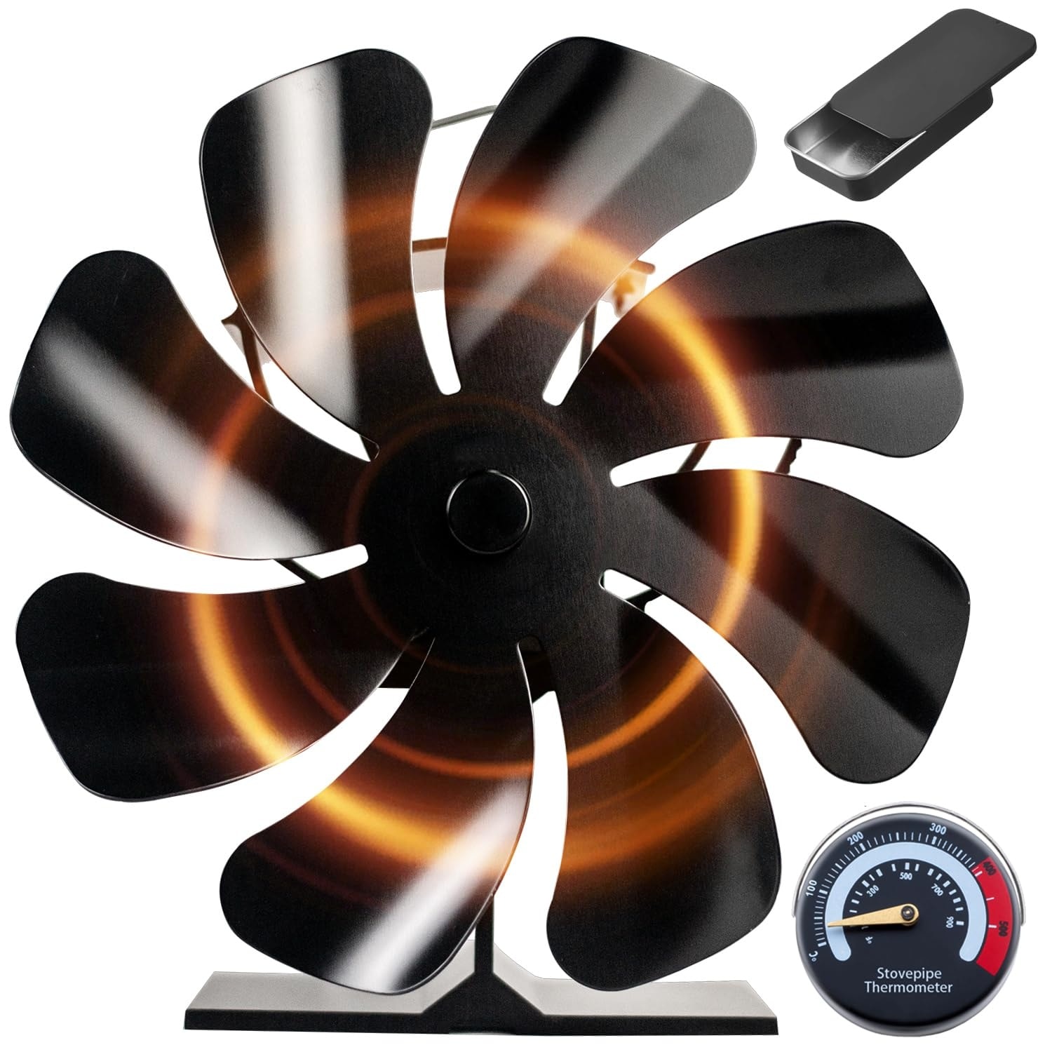 Misopily  3 Blade Heat Powered Stove Fan for Wood Log Burner Fireplace Compact Aluminum Whisper Quiet Efficient Room Warmer Safety Device
