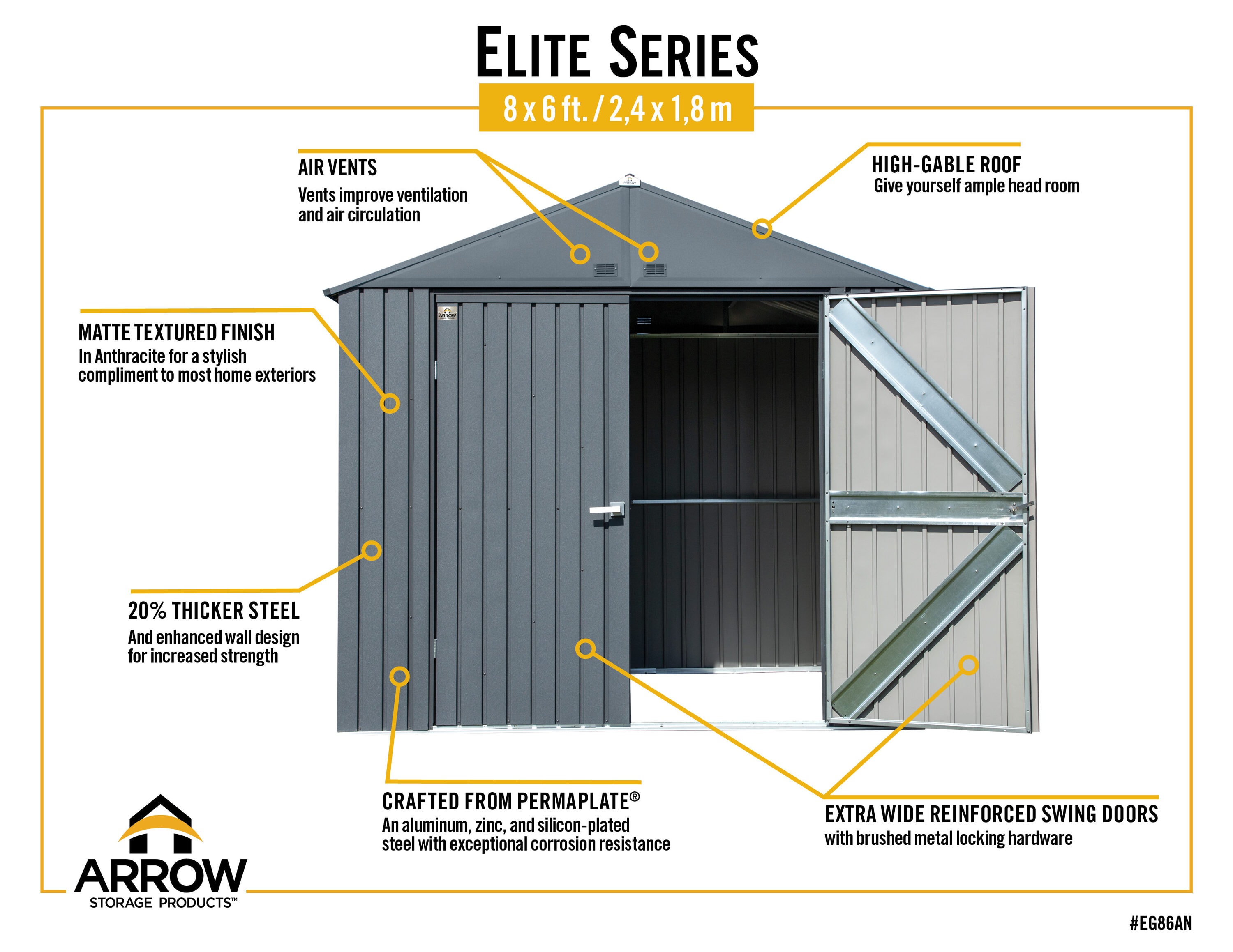 Arrow EG86AN Metal-Storage-Buildings-Sheds - View #8