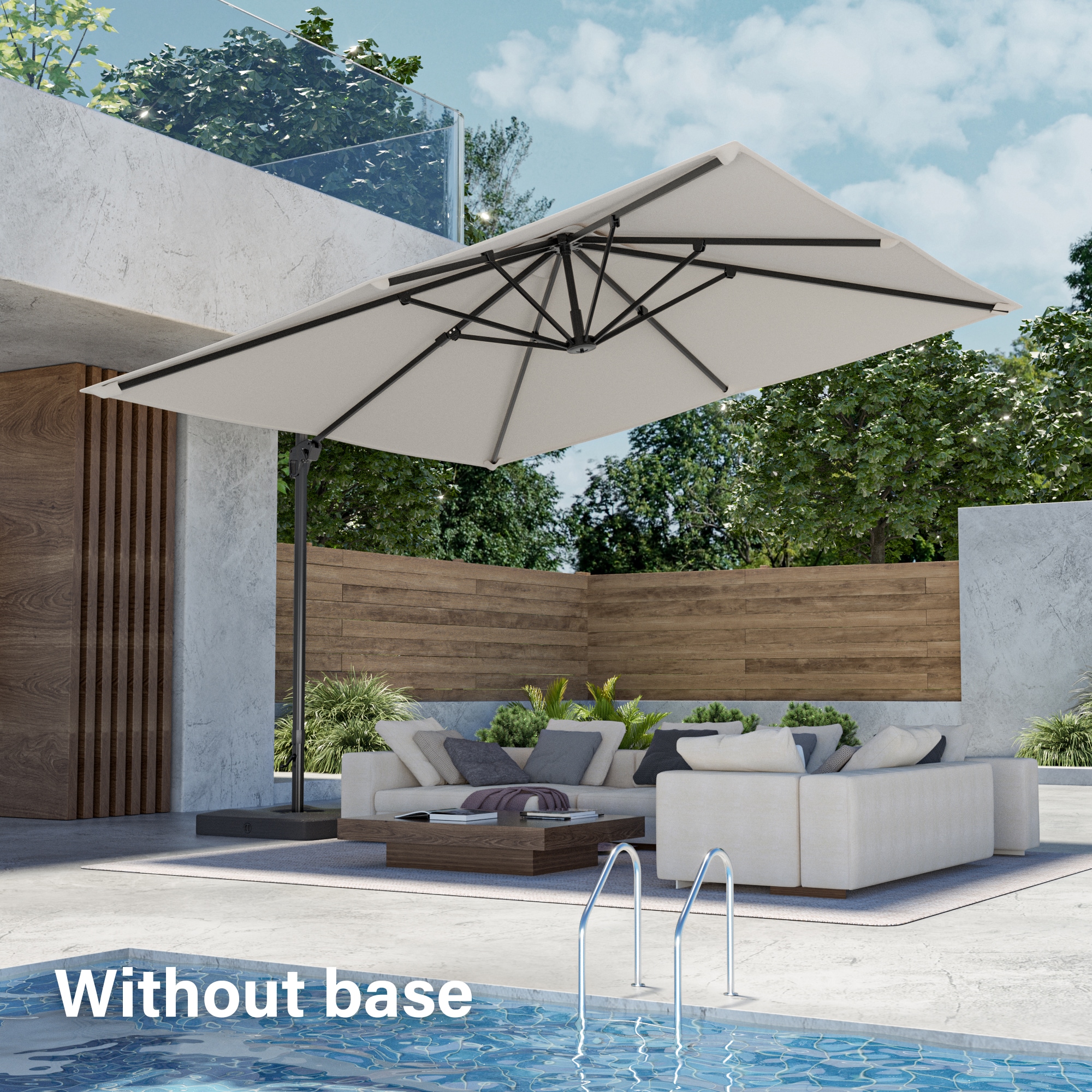 ACEGOSES LW-1010-GY 10-ft Aluminum Gray No-tilt Cantilever Patio Umbrella