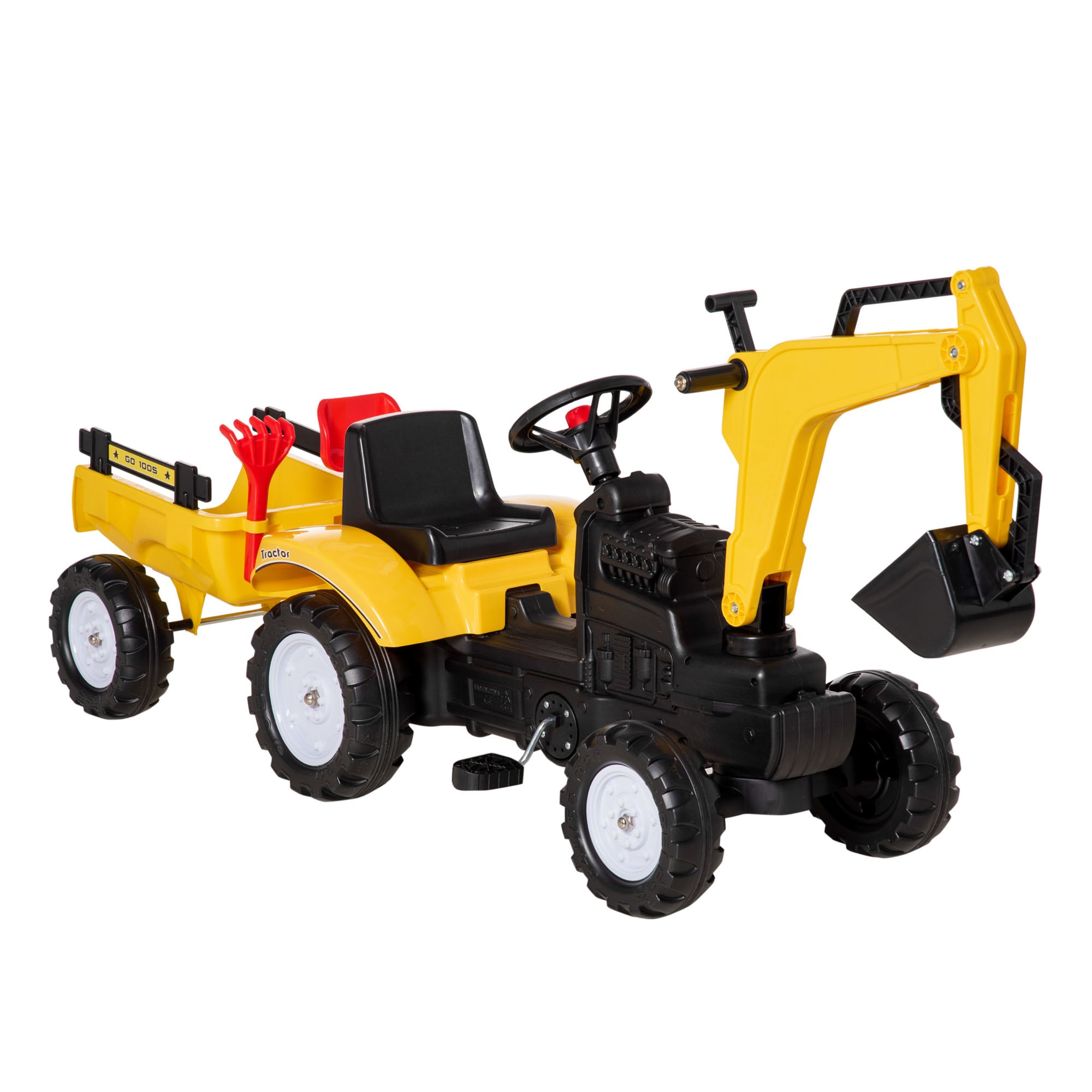 LOVMOR - Aosom Digger Ride on Truck Kids Car with Horn Excavator Ride on Toy Imaginative Toy Cons...