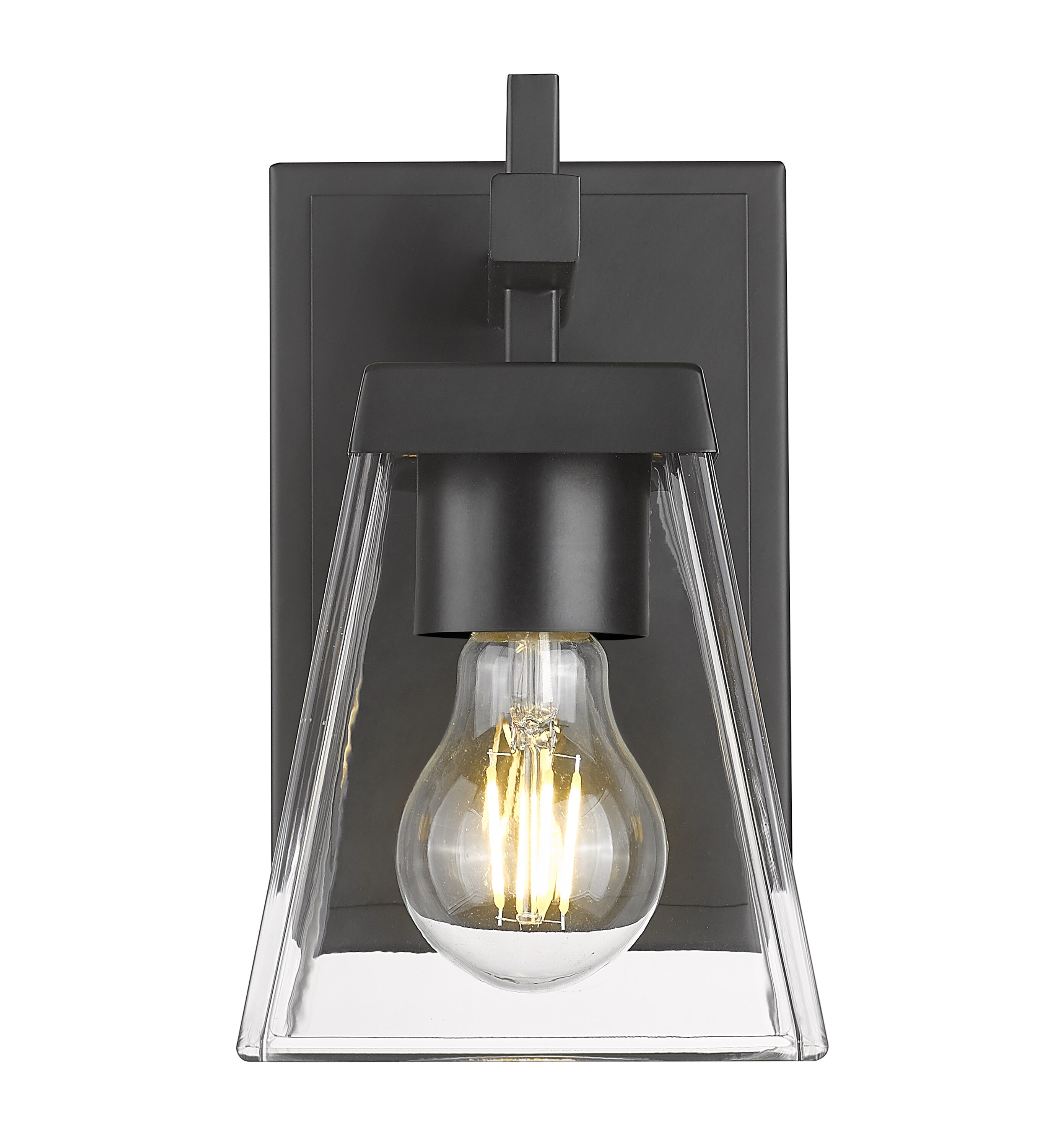 Lauren Matte Black 8.5" Modern Wall Sconce with Clear Flared Glass